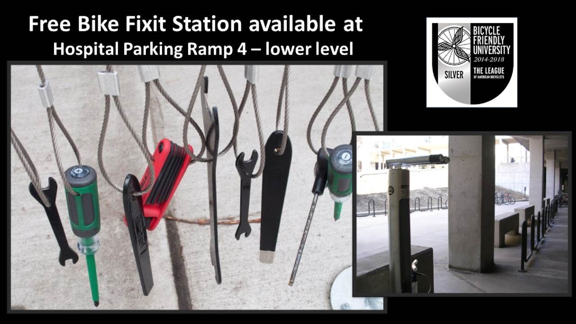 Free bicycle fixit station at Hospital Ramp 4
