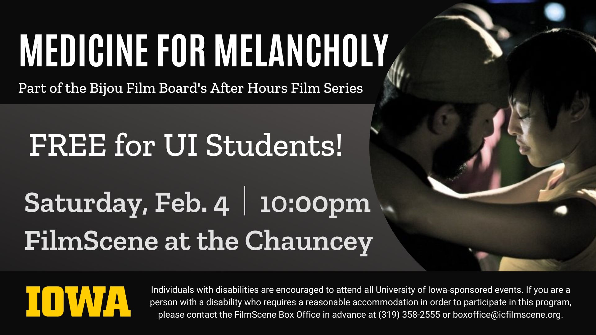 Medicine for Melancholy | Saturday Feb 4th | 10:00pm | FilmScene at the Chauncey