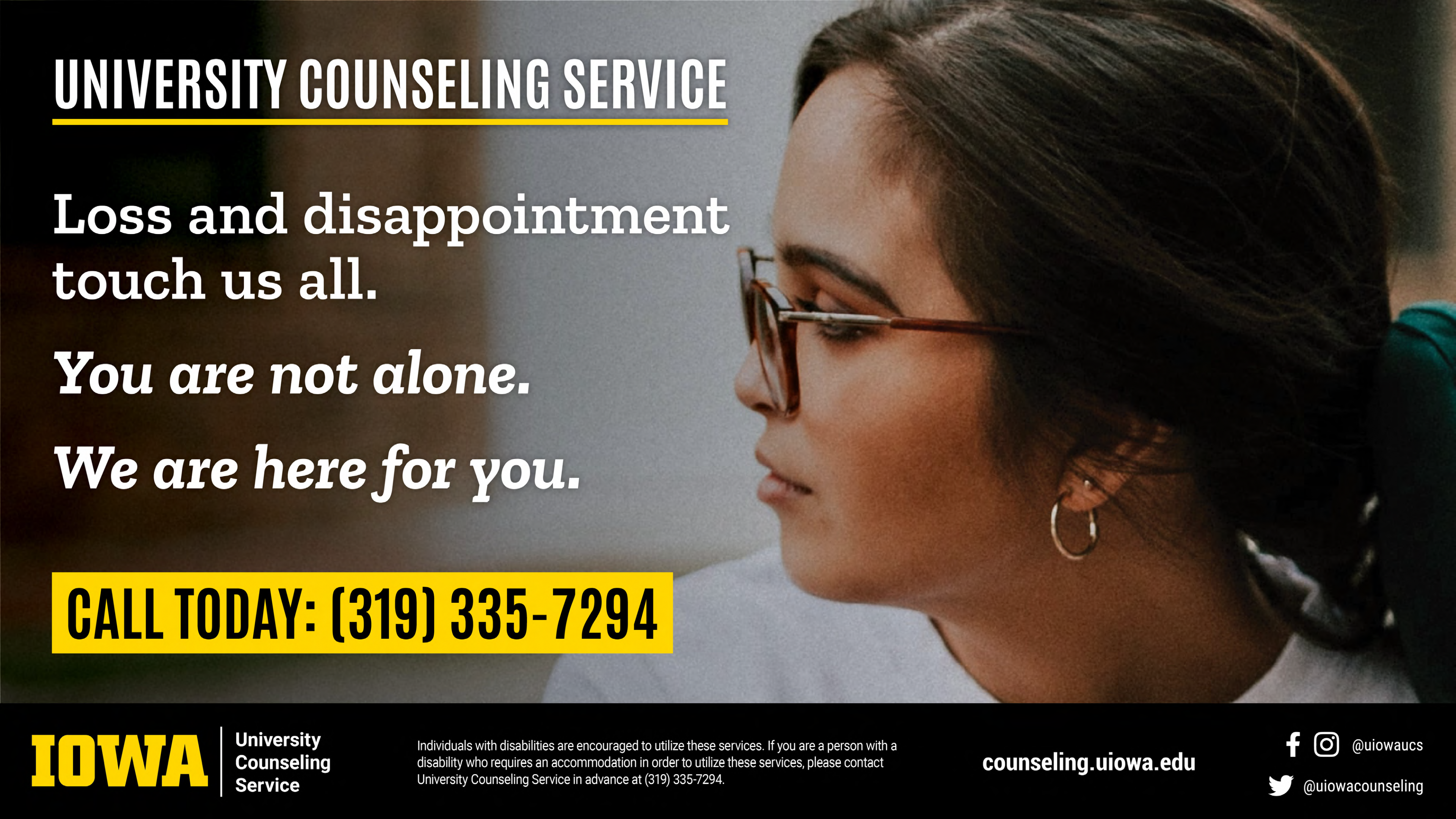 University Counseling Service image of someone looking to the left