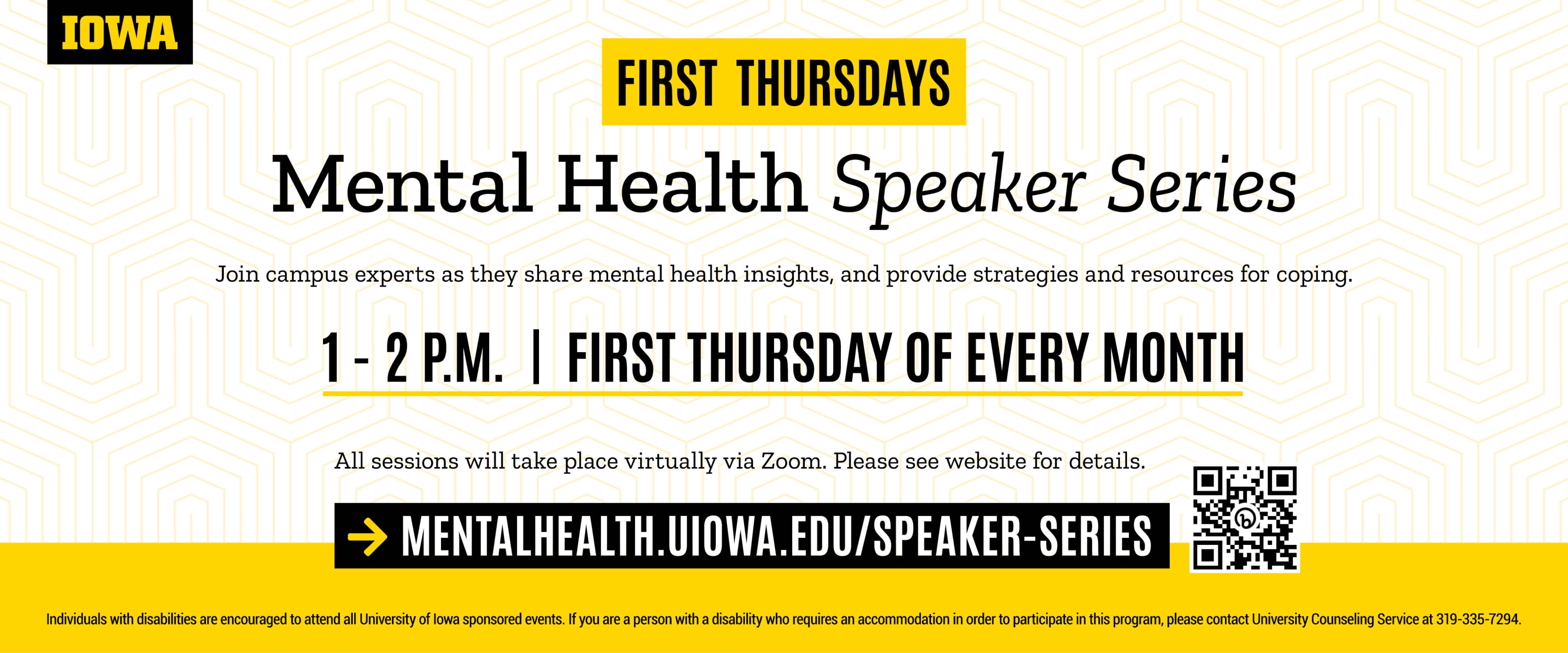 Mental Health Speaker Series 1-2 pm first Thursday every month