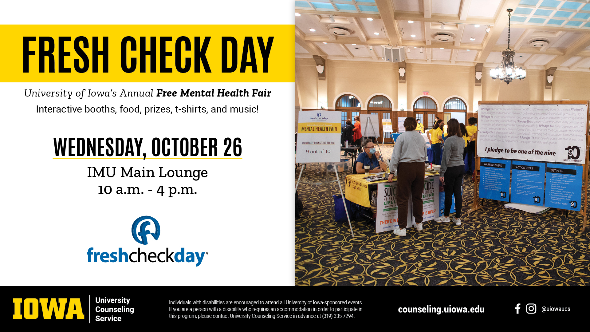 Fresh Check Day Wednesday, October 26th image of inside IMU students at a table