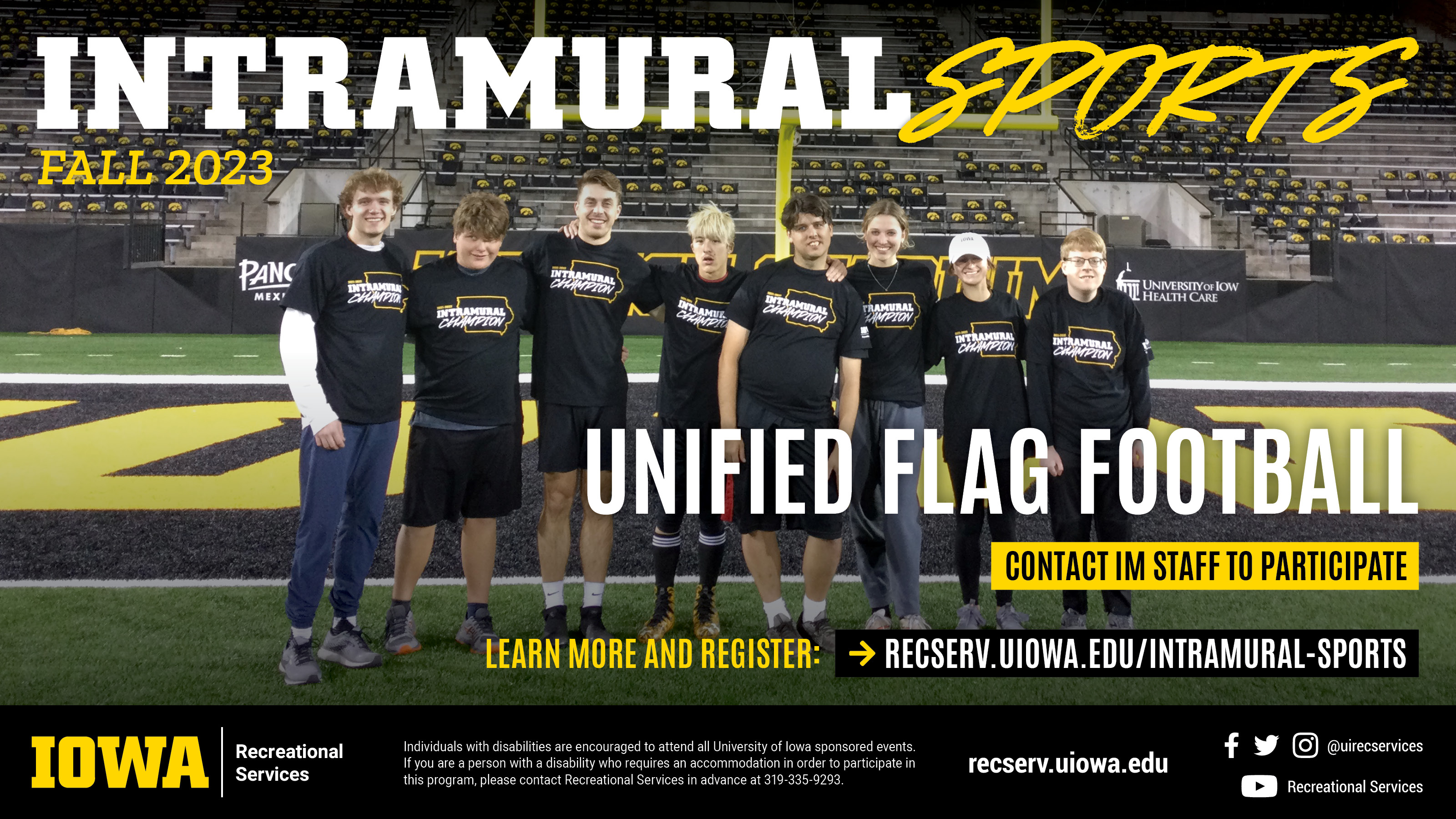 Contact IM Staff for Registration Unified Flag Football