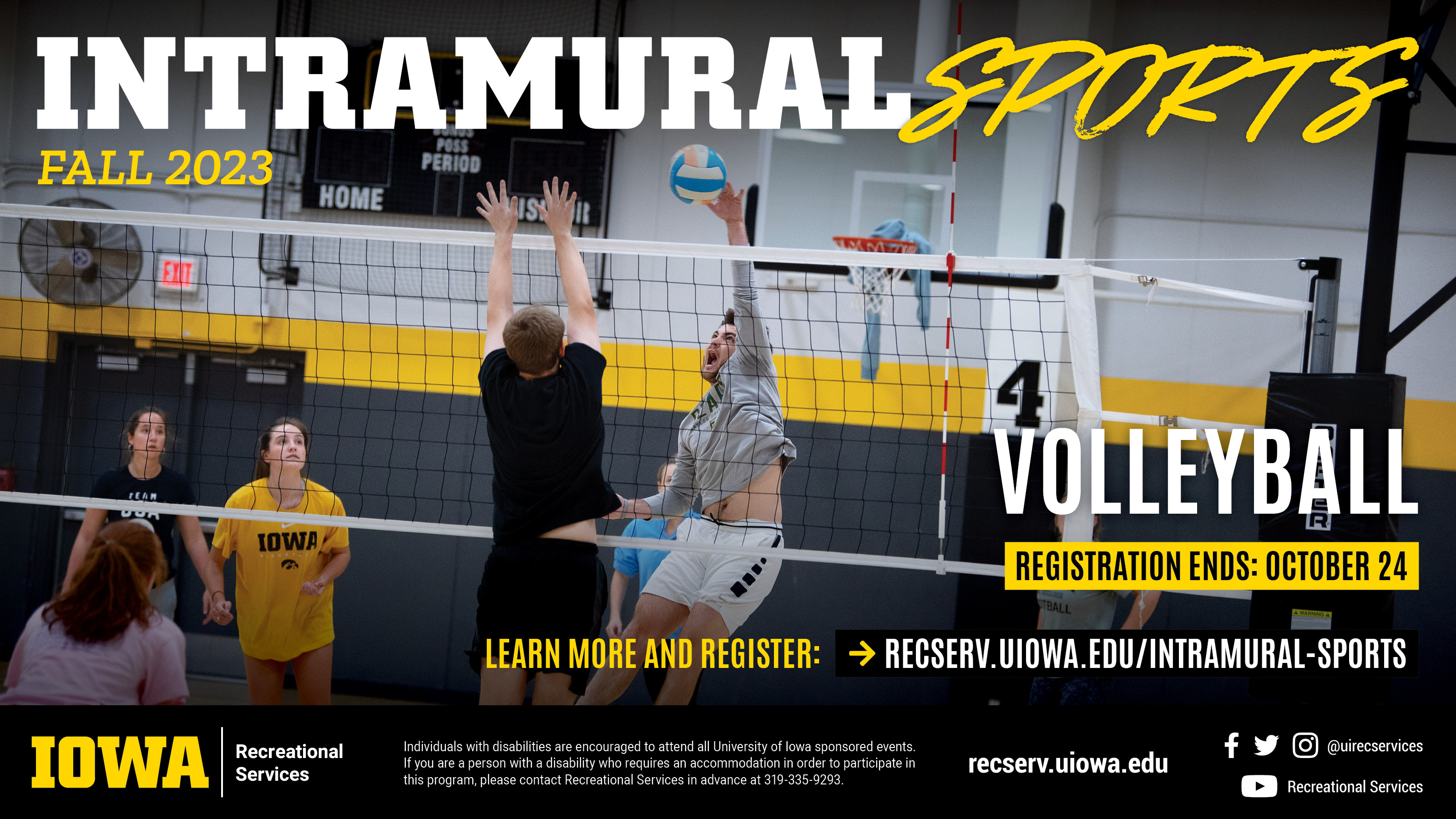 Intramural Volleybal Registration ends October 24