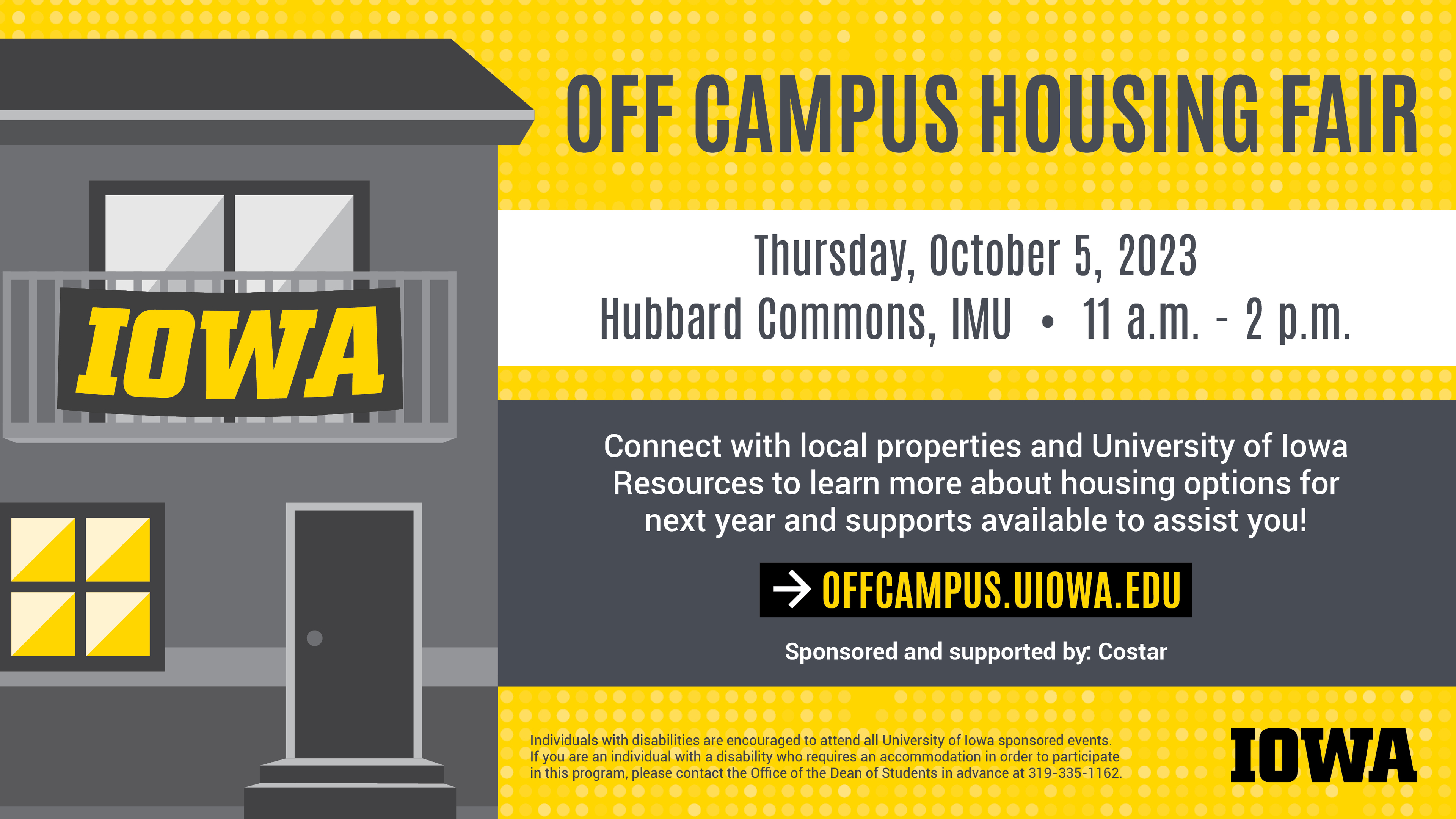 Off Campus Housing Fair Thursday October 5 in the IMU from 11 a.m. - 2 p.m.