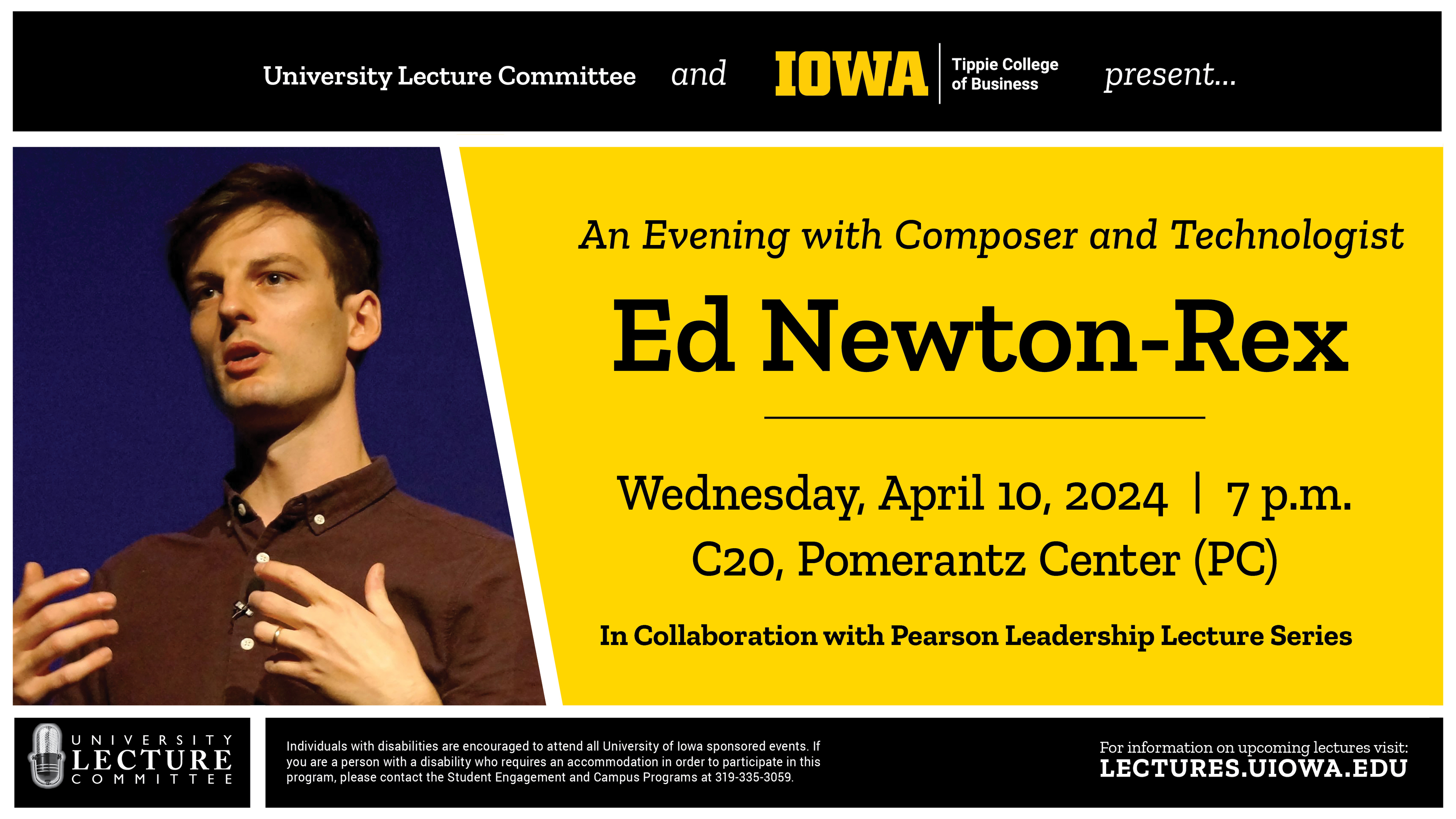 An Evening with Composer and Technologist Ed Newton-Rex: Wednesday, April 10 at 7 p.m. in C20, Pomerantz Center