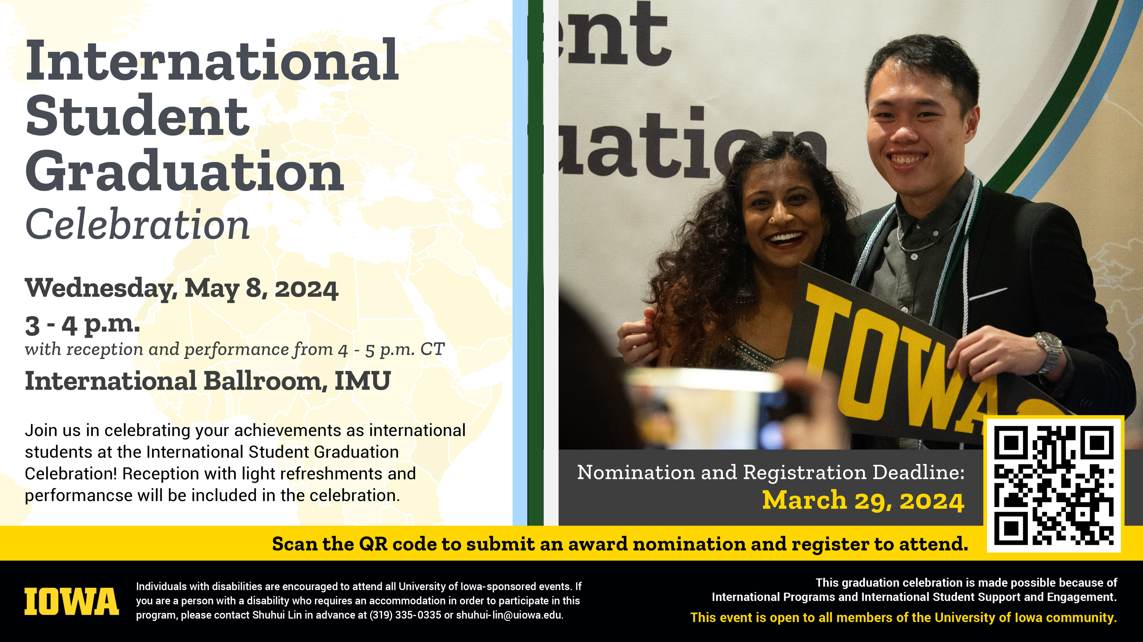 International Student Graduation Celebration Nomination and Registration Deadline: March 29