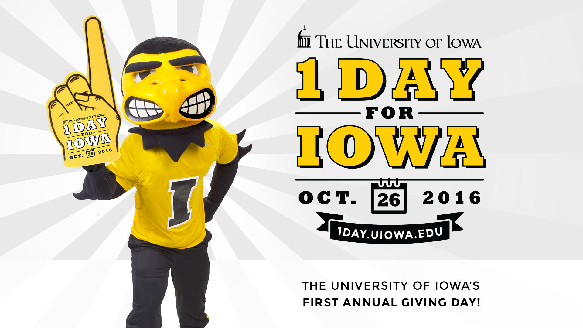 The University of Iowa 1 Day for Iowa, October 26, 2016.  1day.uiowa.edu, The University of Iowa's first annual giving day.