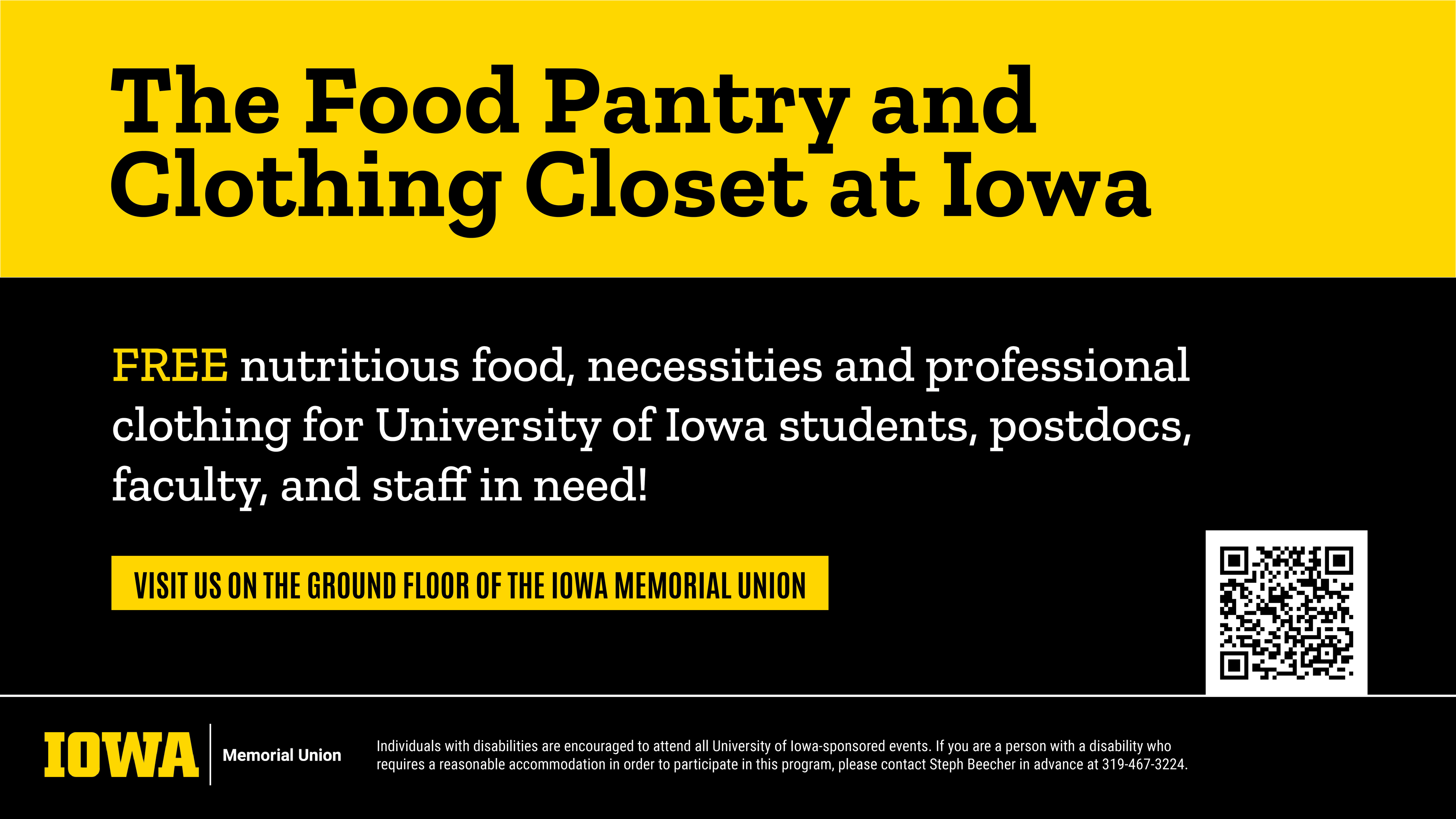 Food Pantry and Clothing Closet offer free food, necessities and professional clothings for the University of Iowa community.