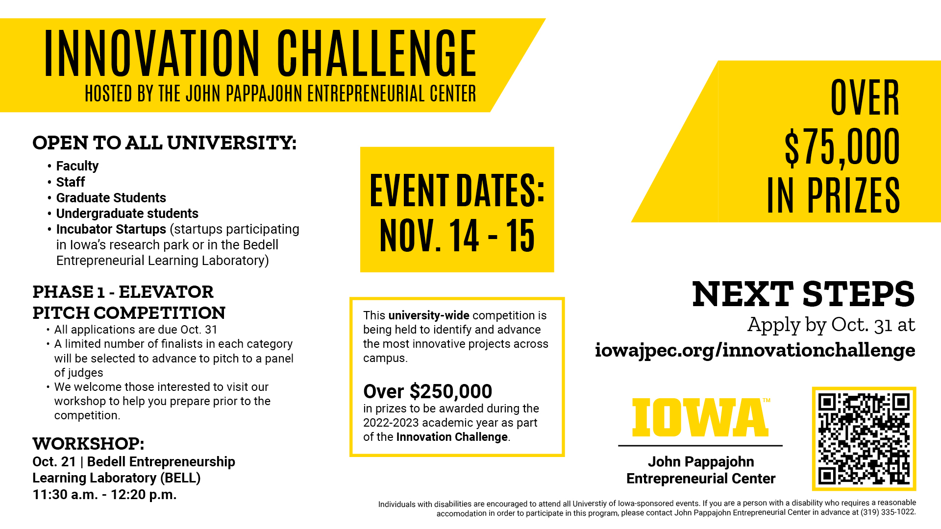 JPEC Innovation Challenge, Apply by Oct. 31st at iowajpec.org