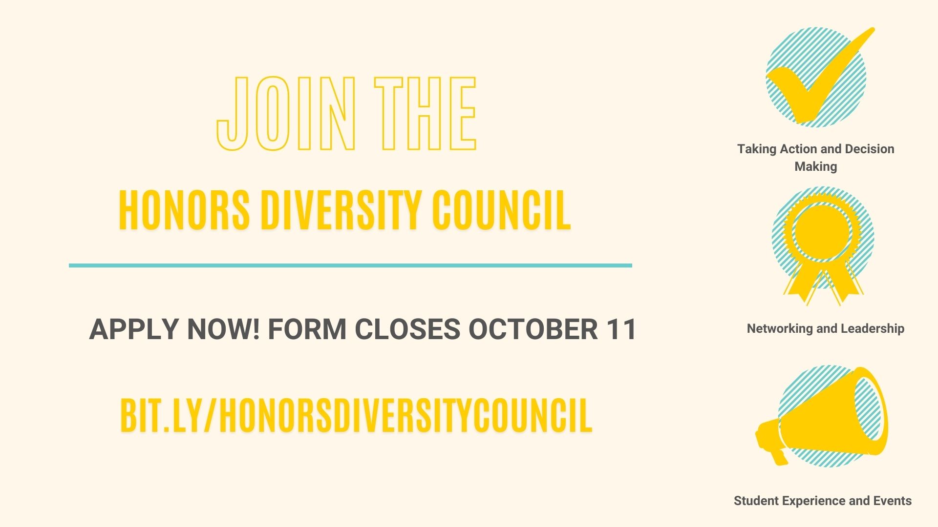 Join the Honors Diversity Council! https://bit.ly/honorsdiversitycouncil