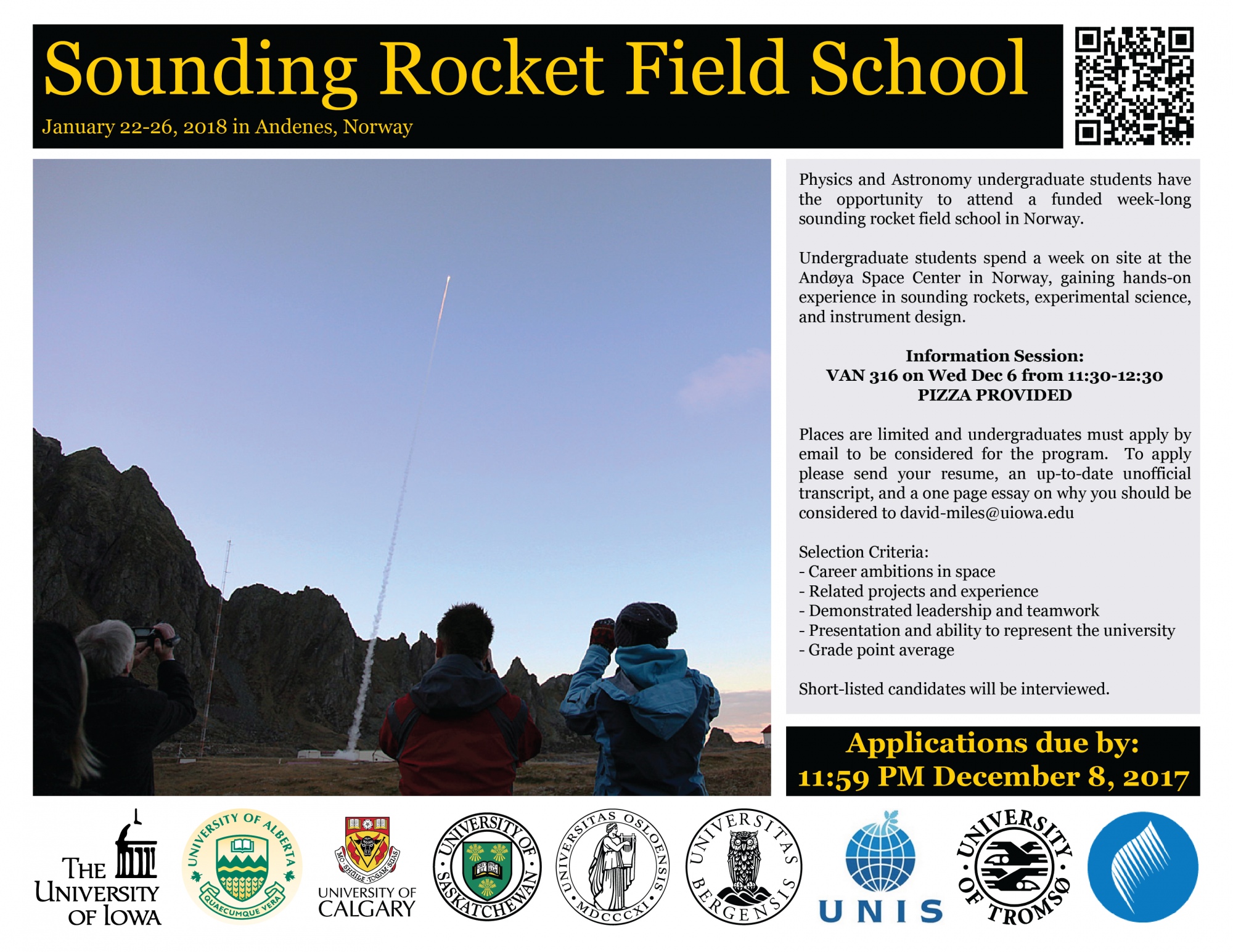 Recruitment for Sounding Rocket Field School