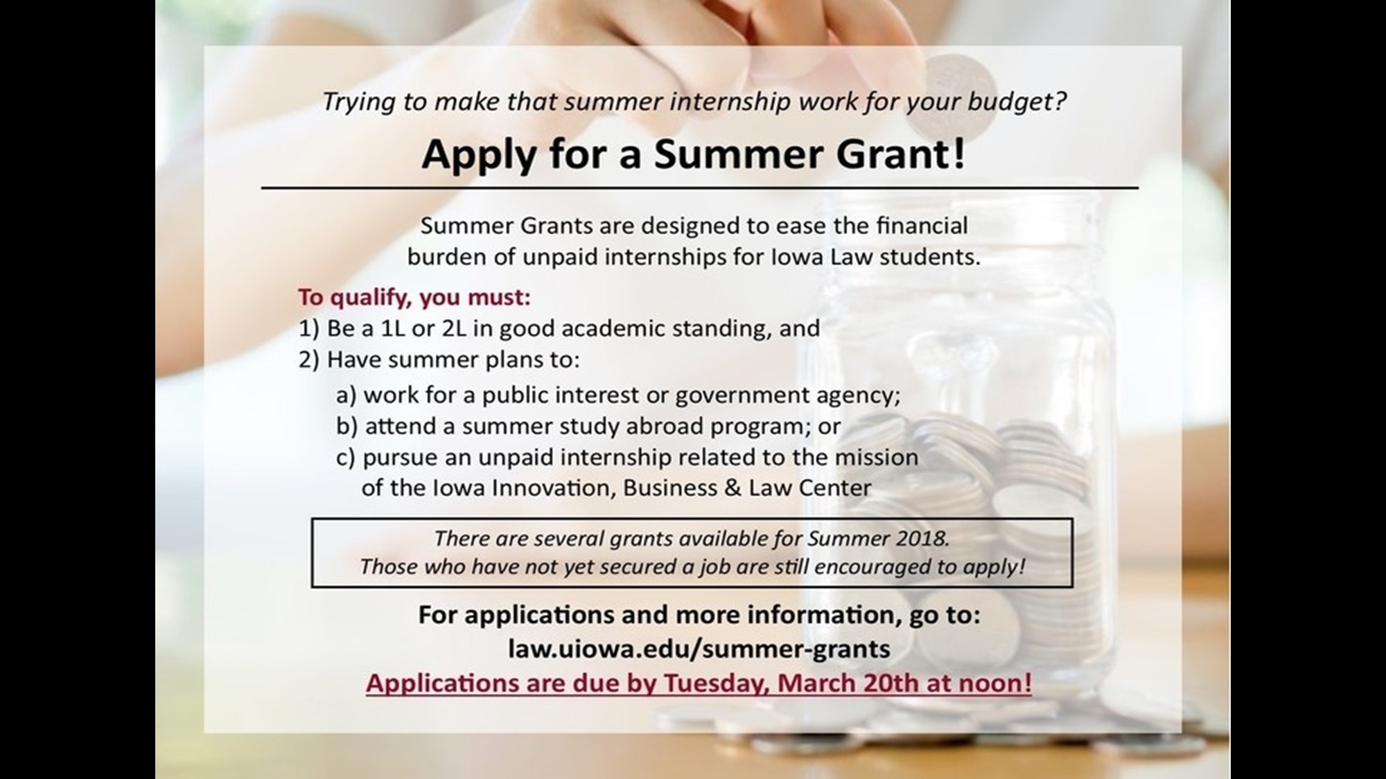 Apply for a Summer Grant!