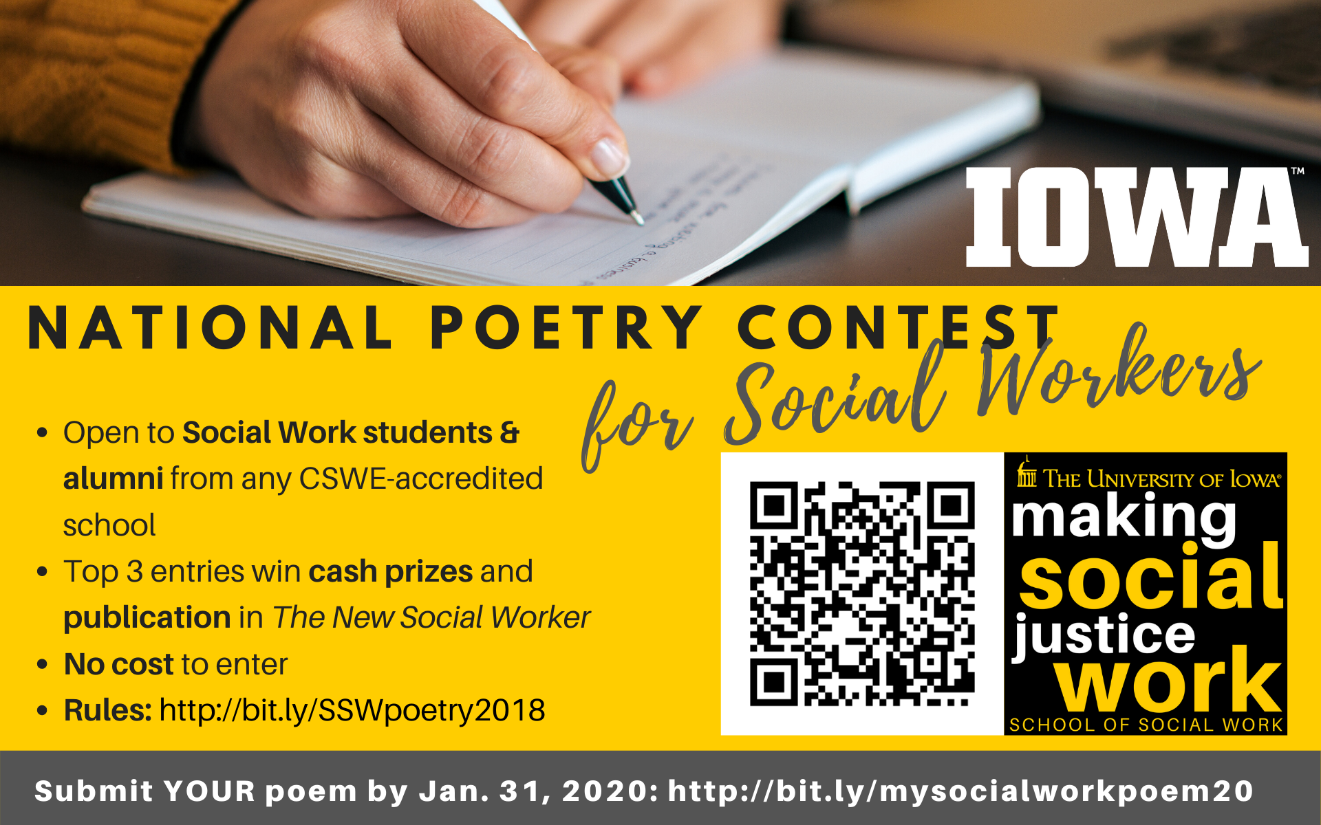 poetry contest for social workers deadline is january 31