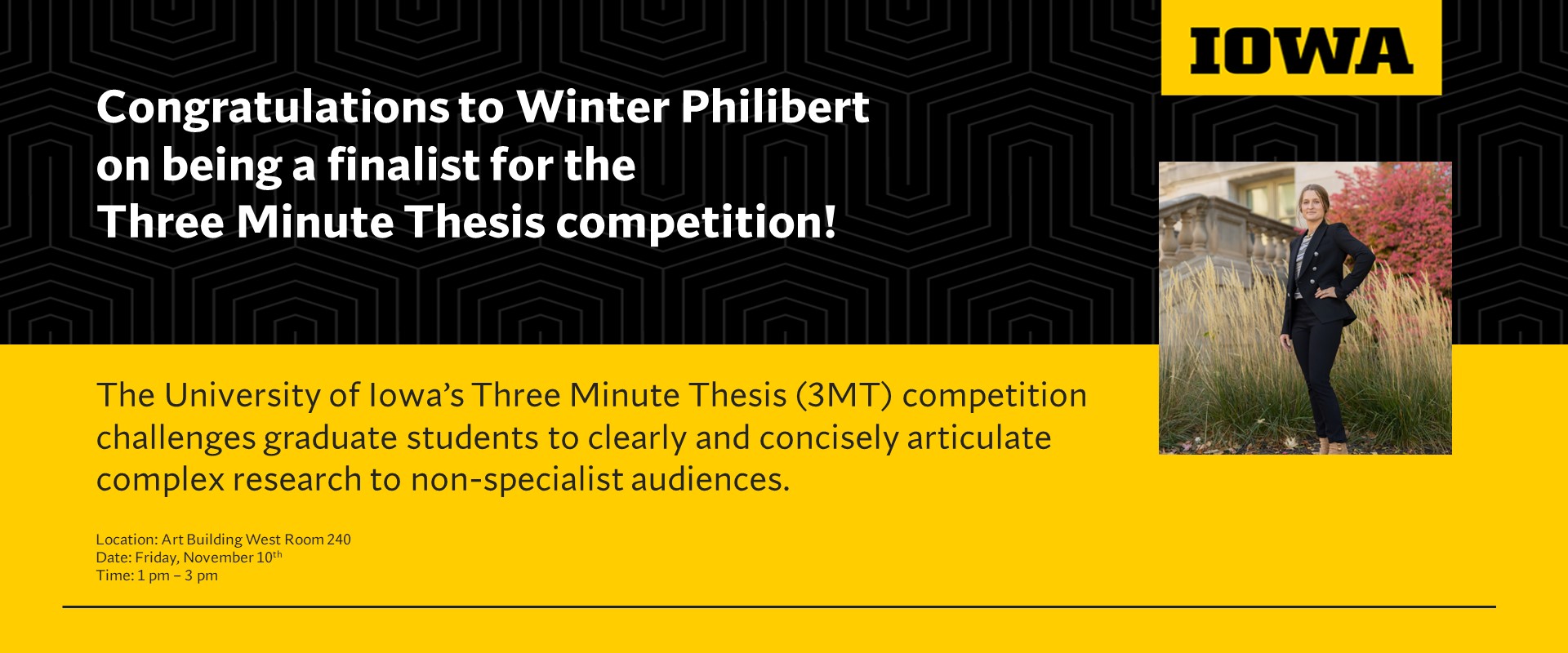 Three Minute Thesis finalist Winter Philibert