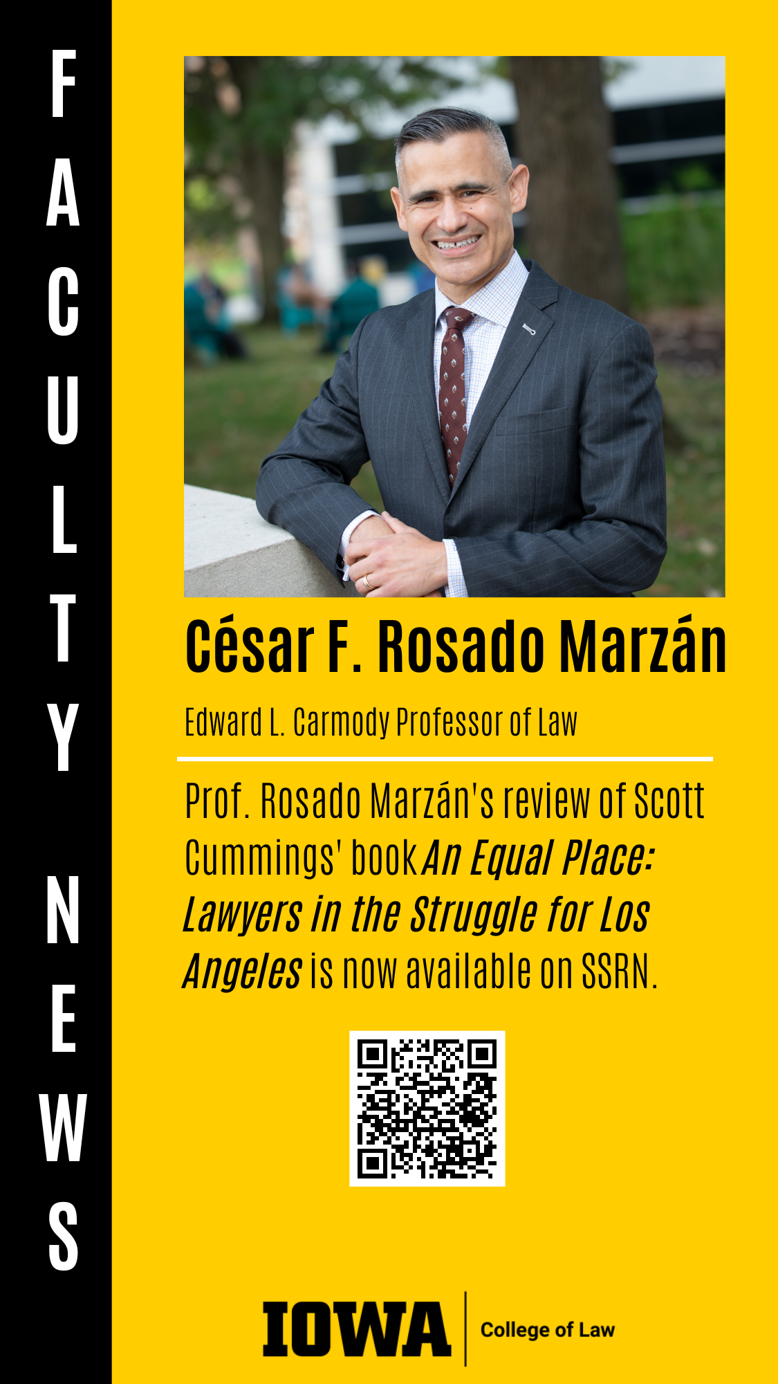 Edward L. Carmody Professor of Law Prof. Rosado Marzán's review of Scott Cummings' book An Equal Place: Lawyers in the Struggle for Los Angeles is now available on SSRN. César F. Rosado Marzán