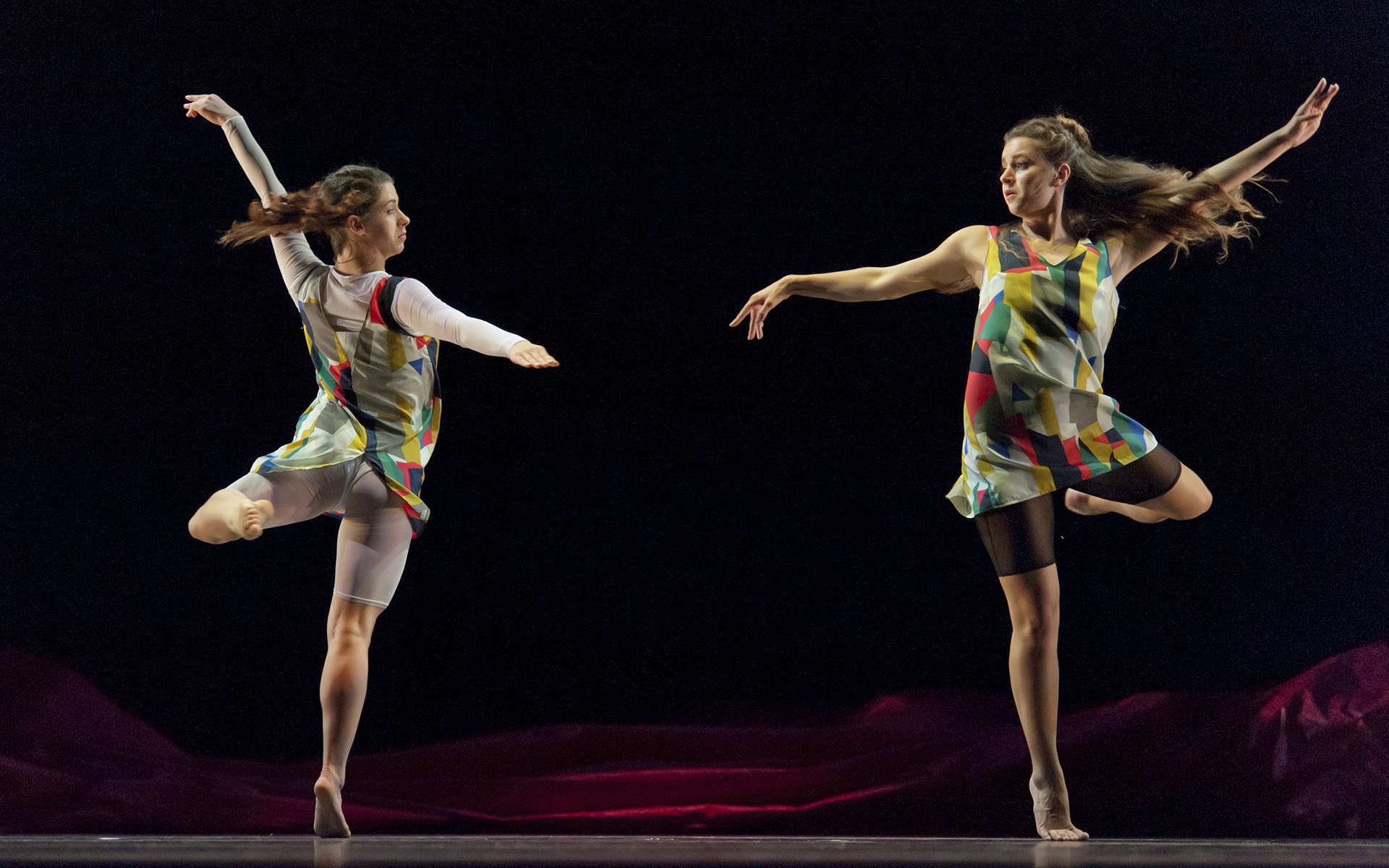 Dance Gala 2017 photo. Two female dancers spinning.