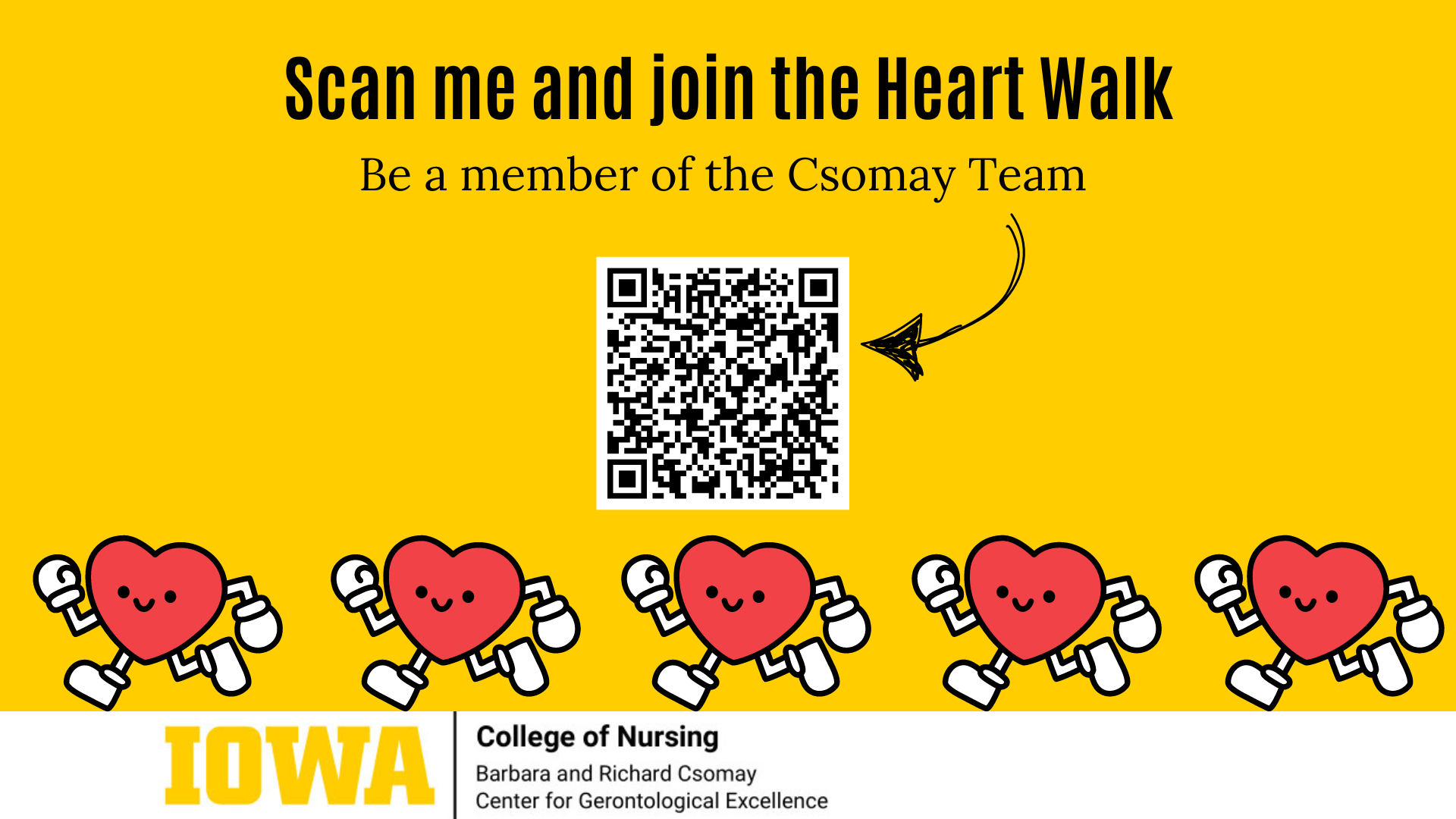 Join Csmoay Center team for Heart Walk May 4, scan qr code