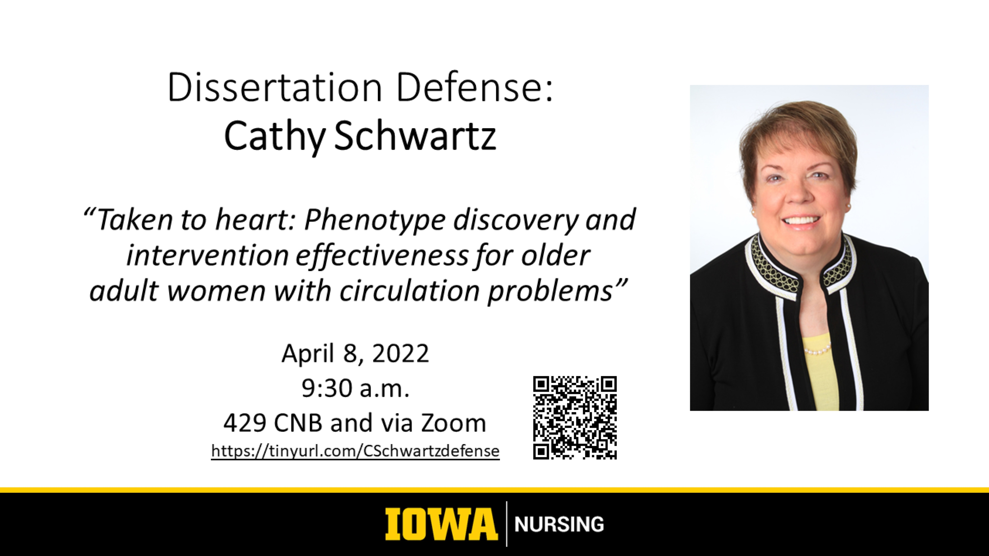 Dissertation Defense, Cathy Schwartz, April 8