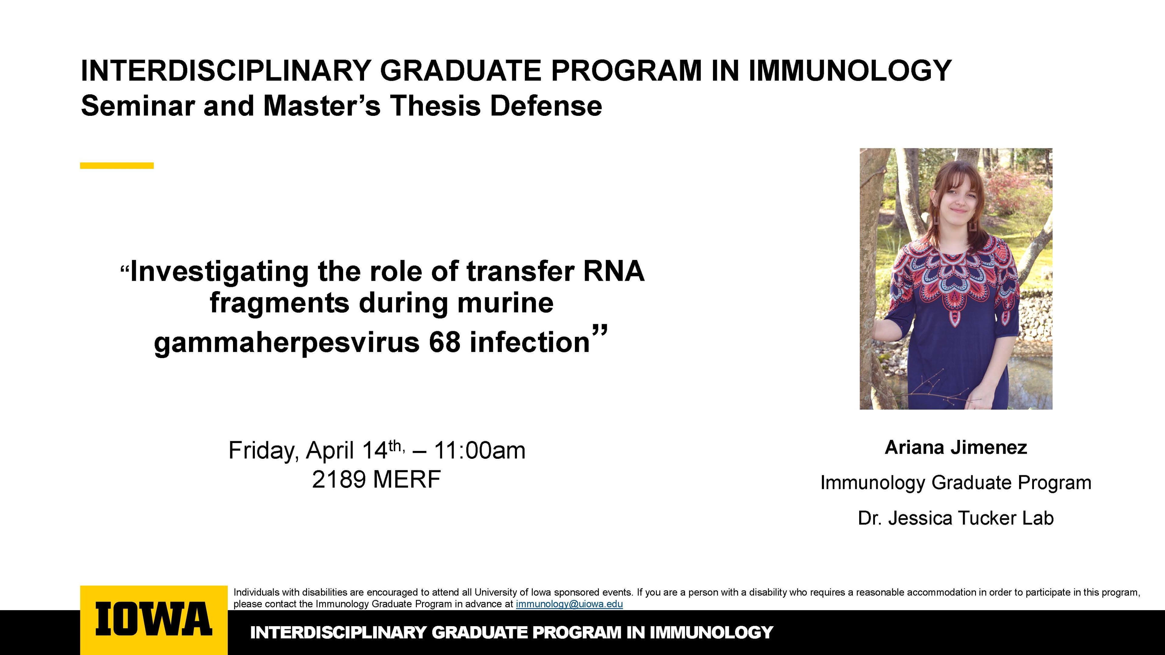 Immunology MS seminar Ariana Jimenez - April 14th