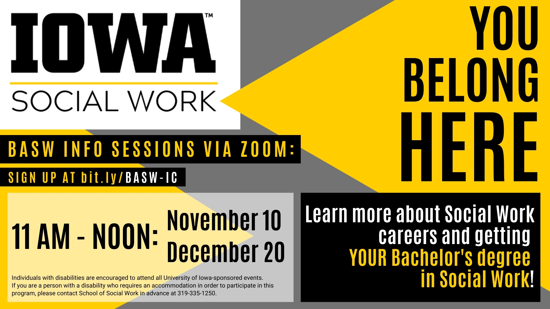 Iowa Social Work BASW info sessions bitly/BASW-IC
