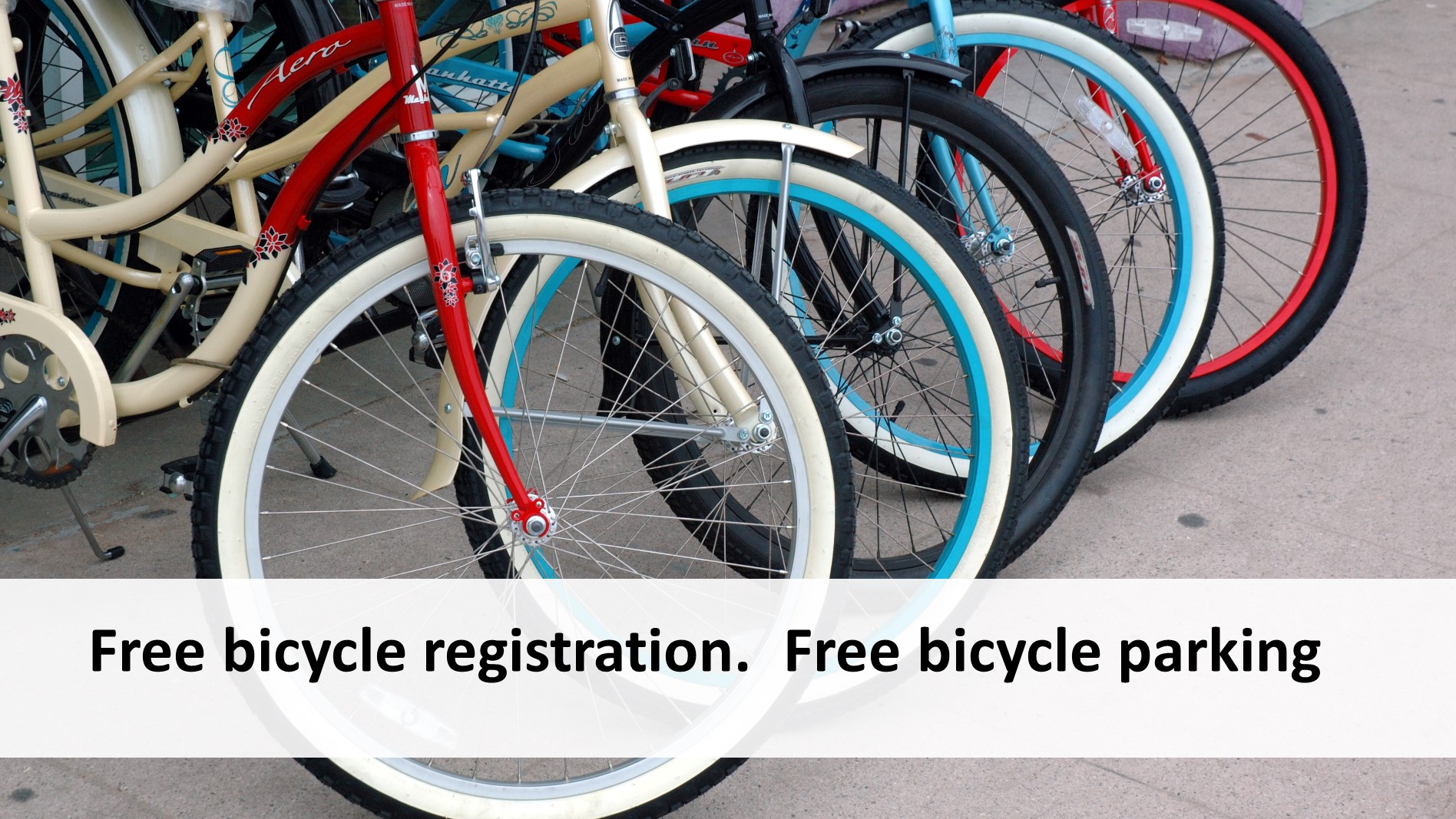Free bicycle registration and parking