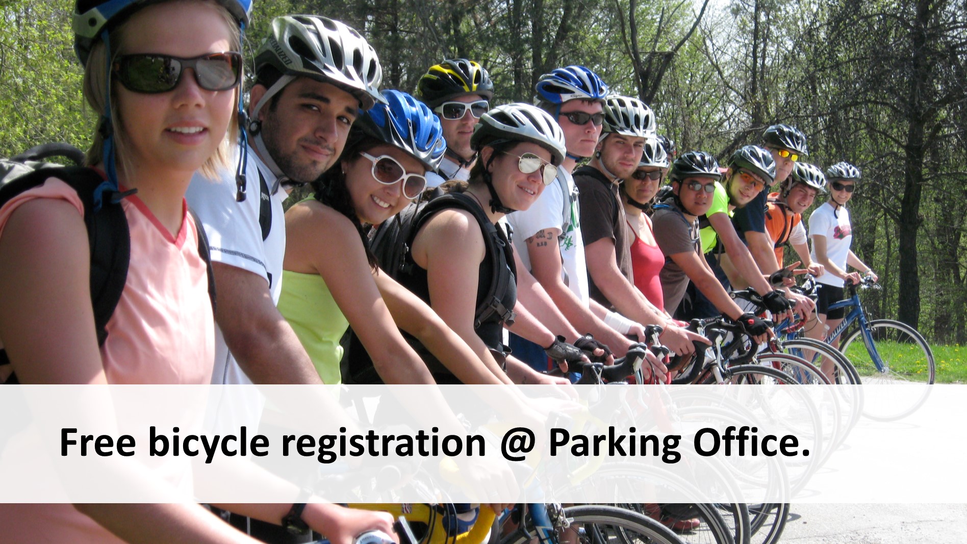 free bicycle registration at parking office