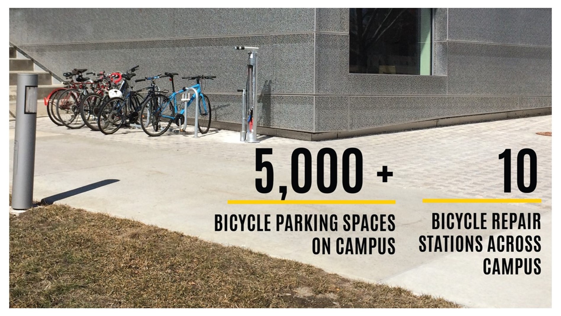 bike parking and repair stations on campus