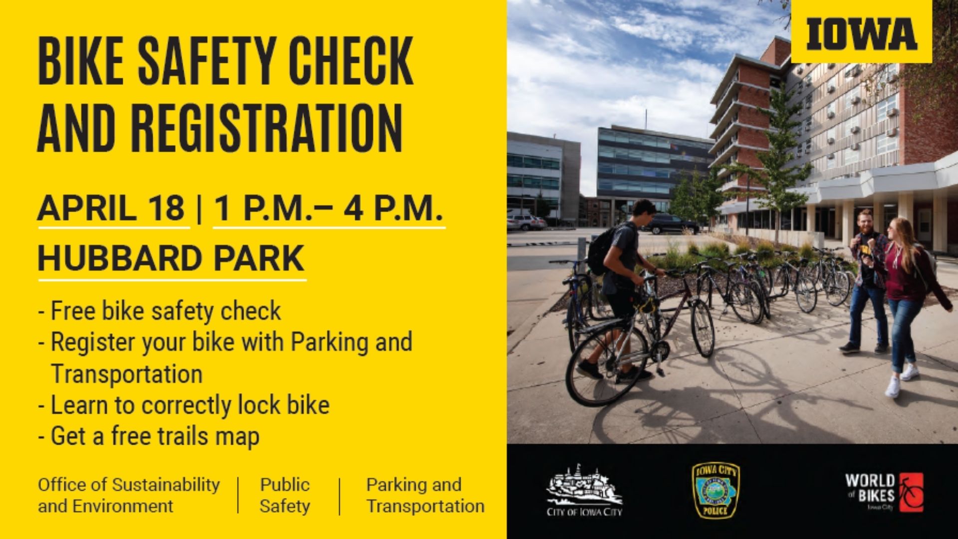 Bike Safety Check April 18, 1-4 pm in Hubbard Parek