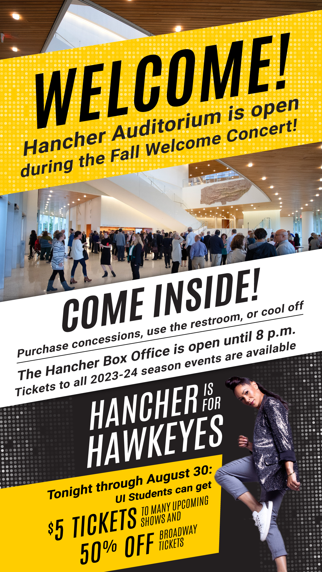Welcome! Hancher is open