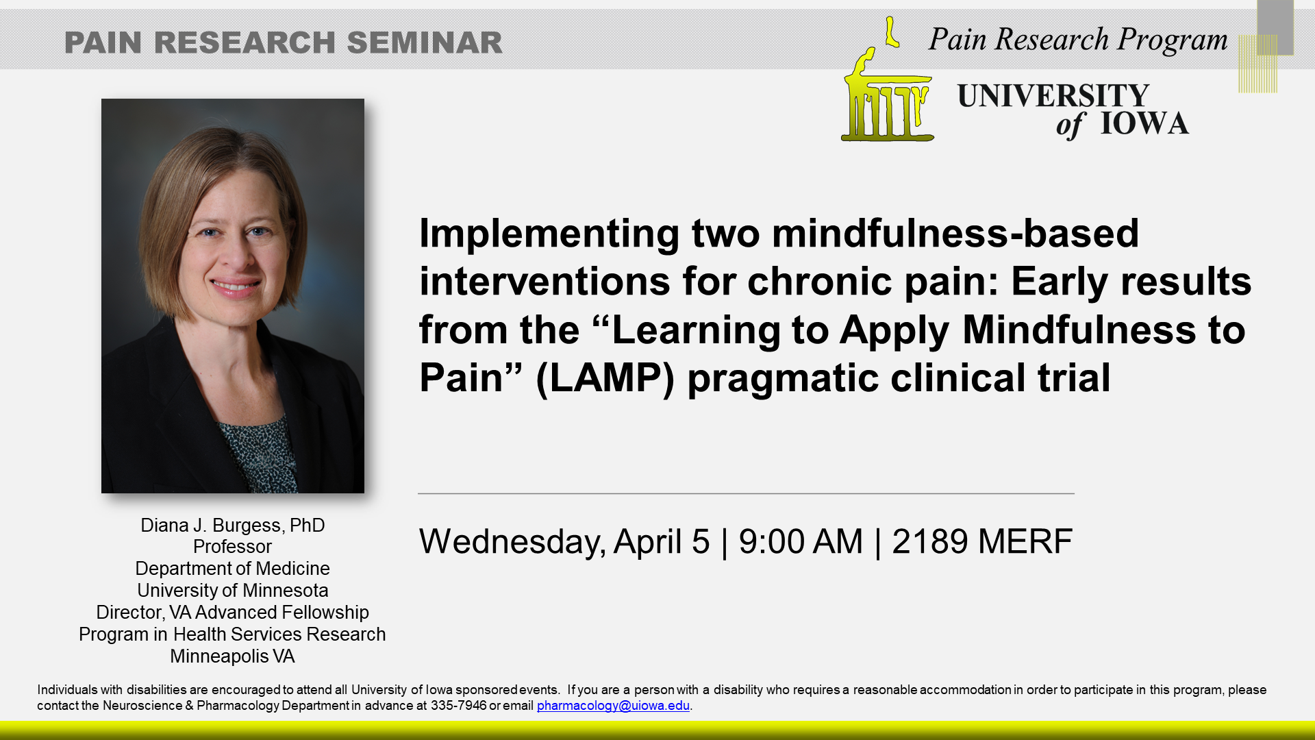 Dr. Diana Burgess - Pain Research Seminar, 4.5.23