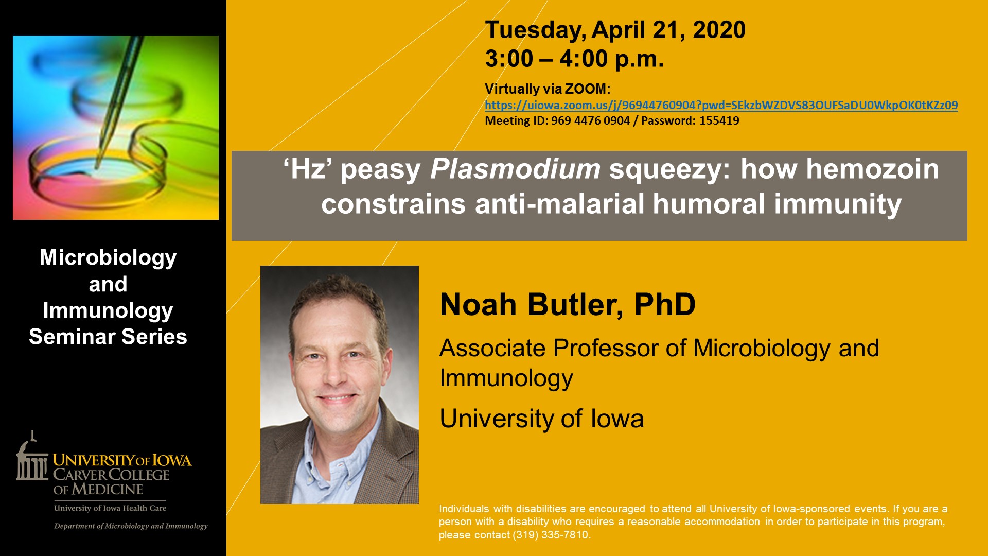 Faculty Seminar - April 21st Noah Butler