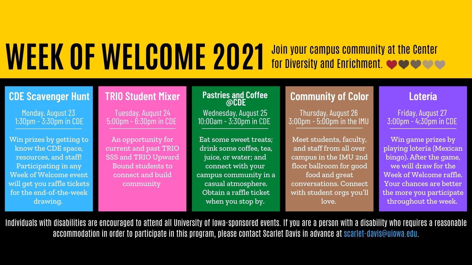 Week of Welcome 2021, hosted by the Center for Diversity and Enrichment