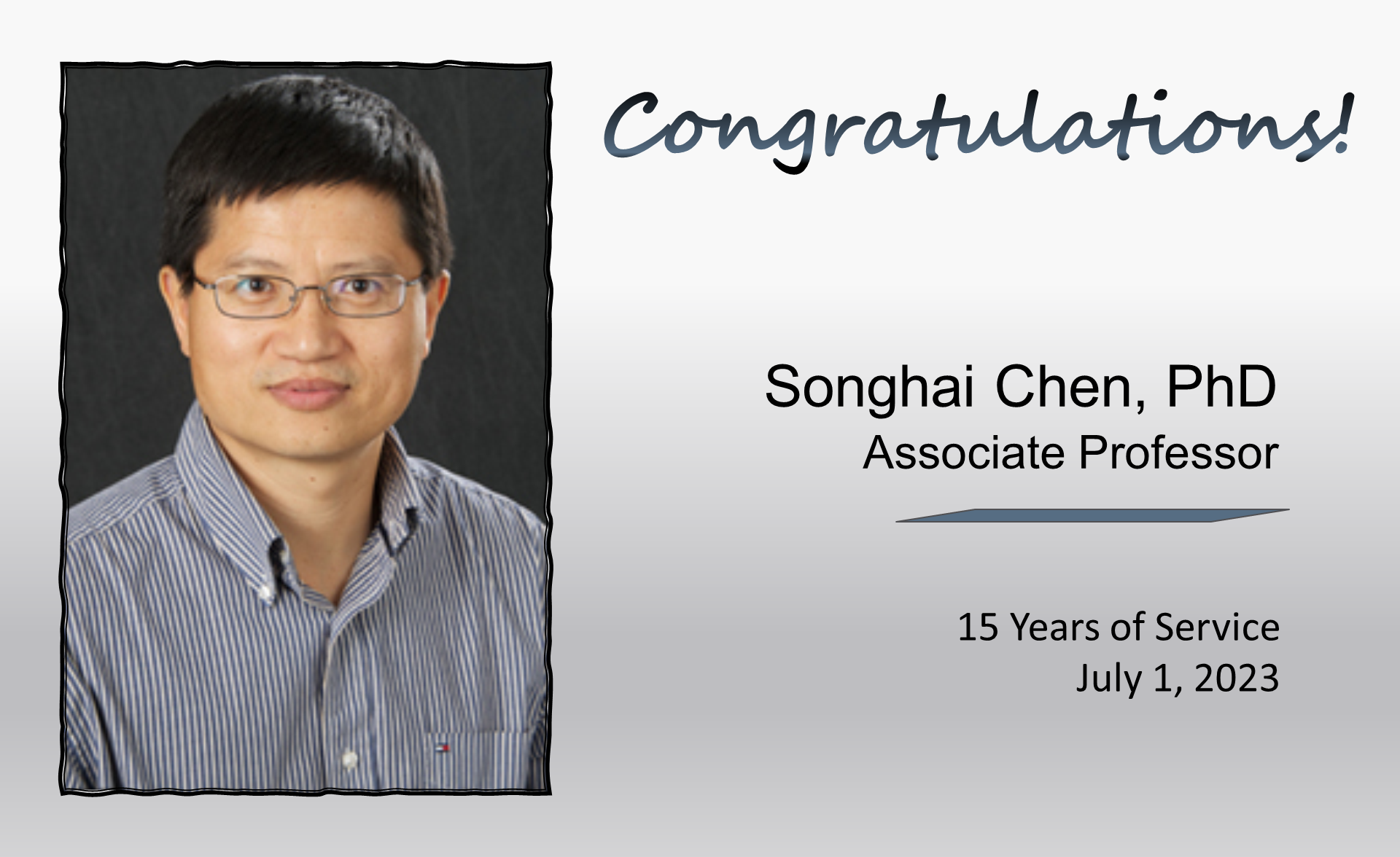 Songhai Chen - 15 years of service 7/1/23