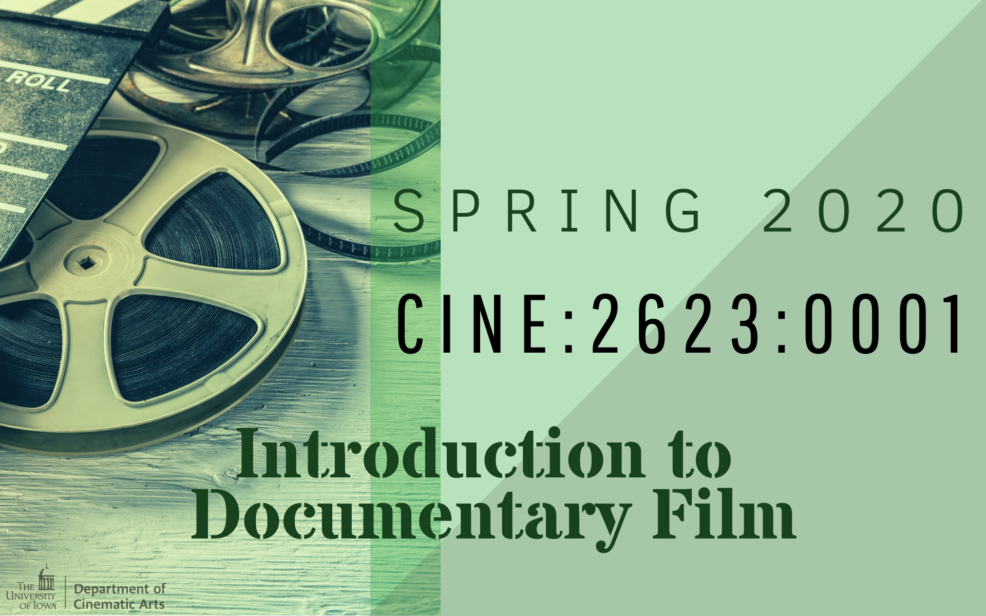 Image of film reels, text: "Introduction to documentary film"