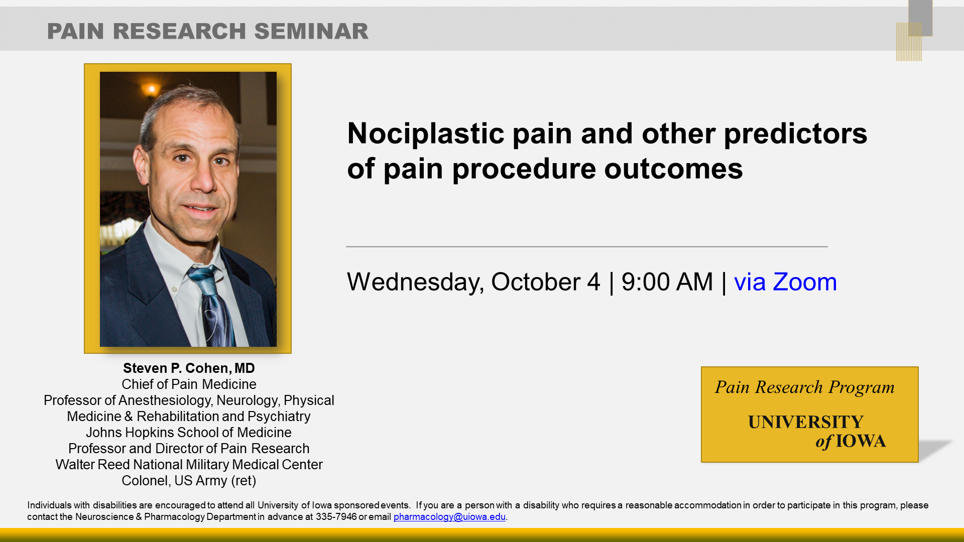 Steven Cohen - Pain Research Seminar, 10.4.23