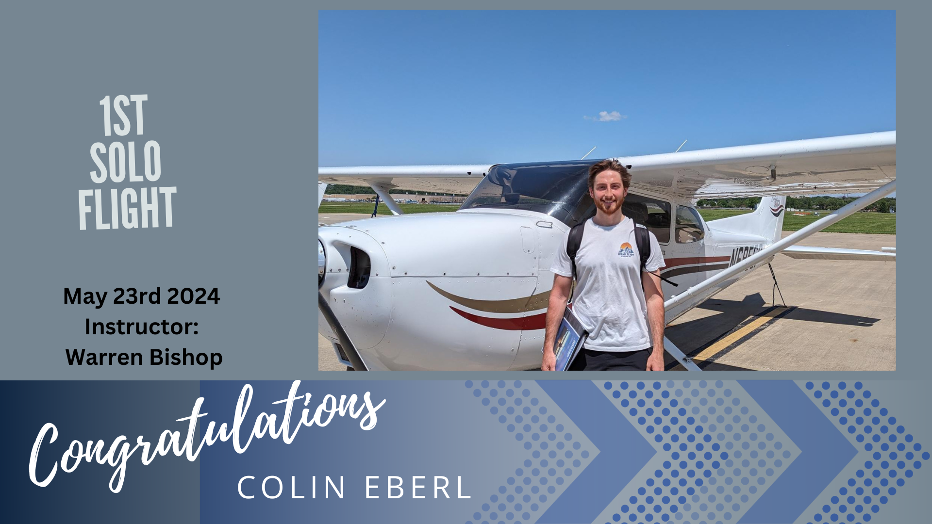 1st Solo Flight Colin Eberl 