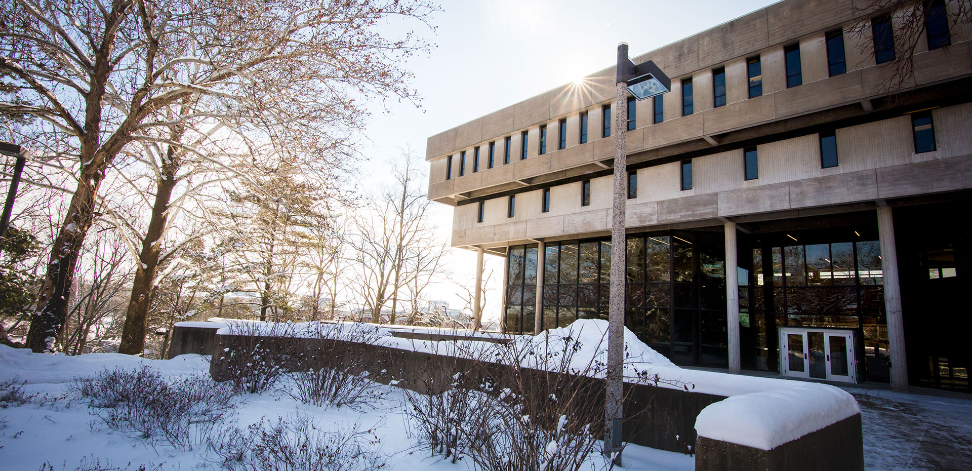 Nursing building with snow