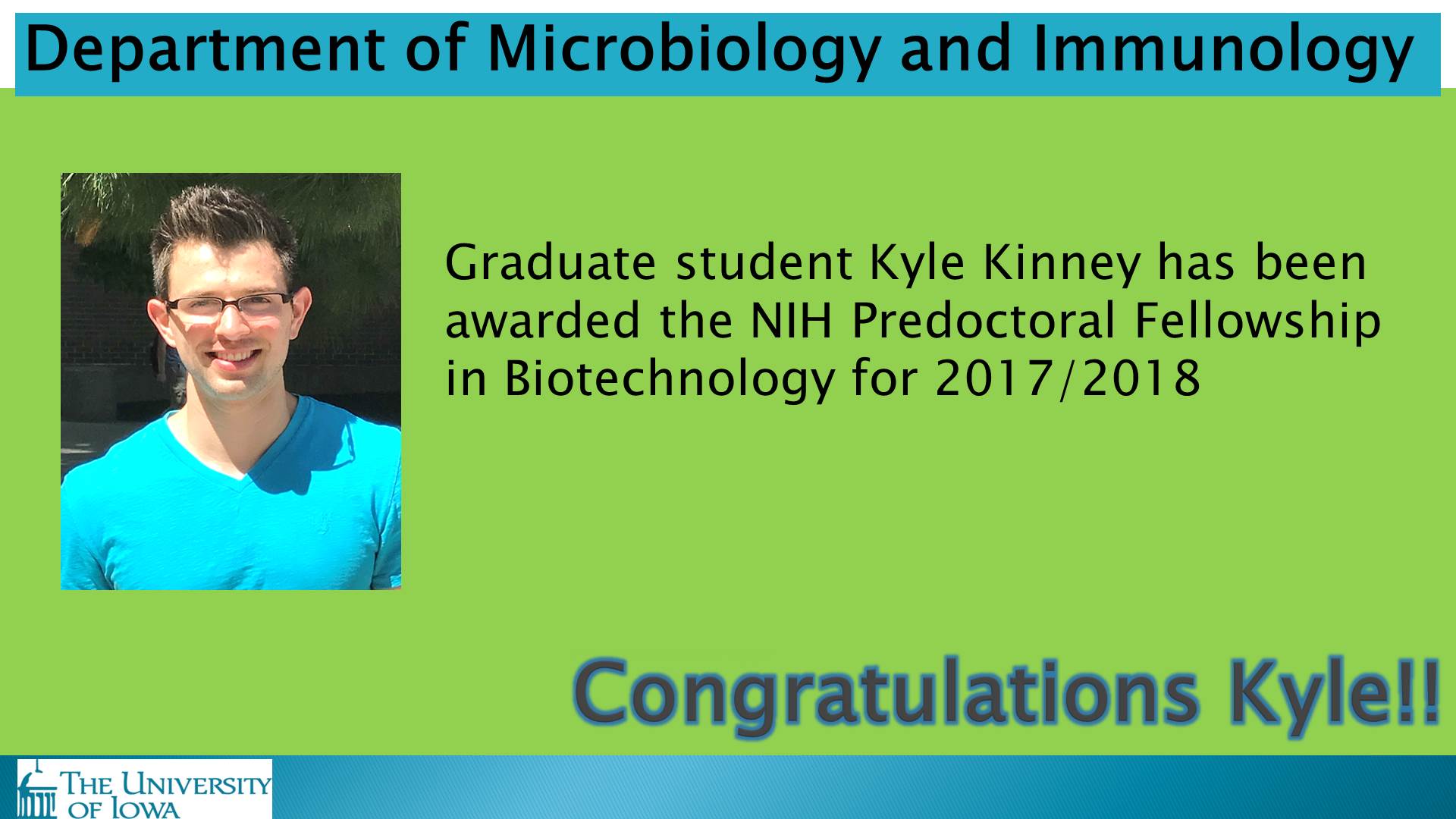 Klye Kinney awared NIH Fellowship