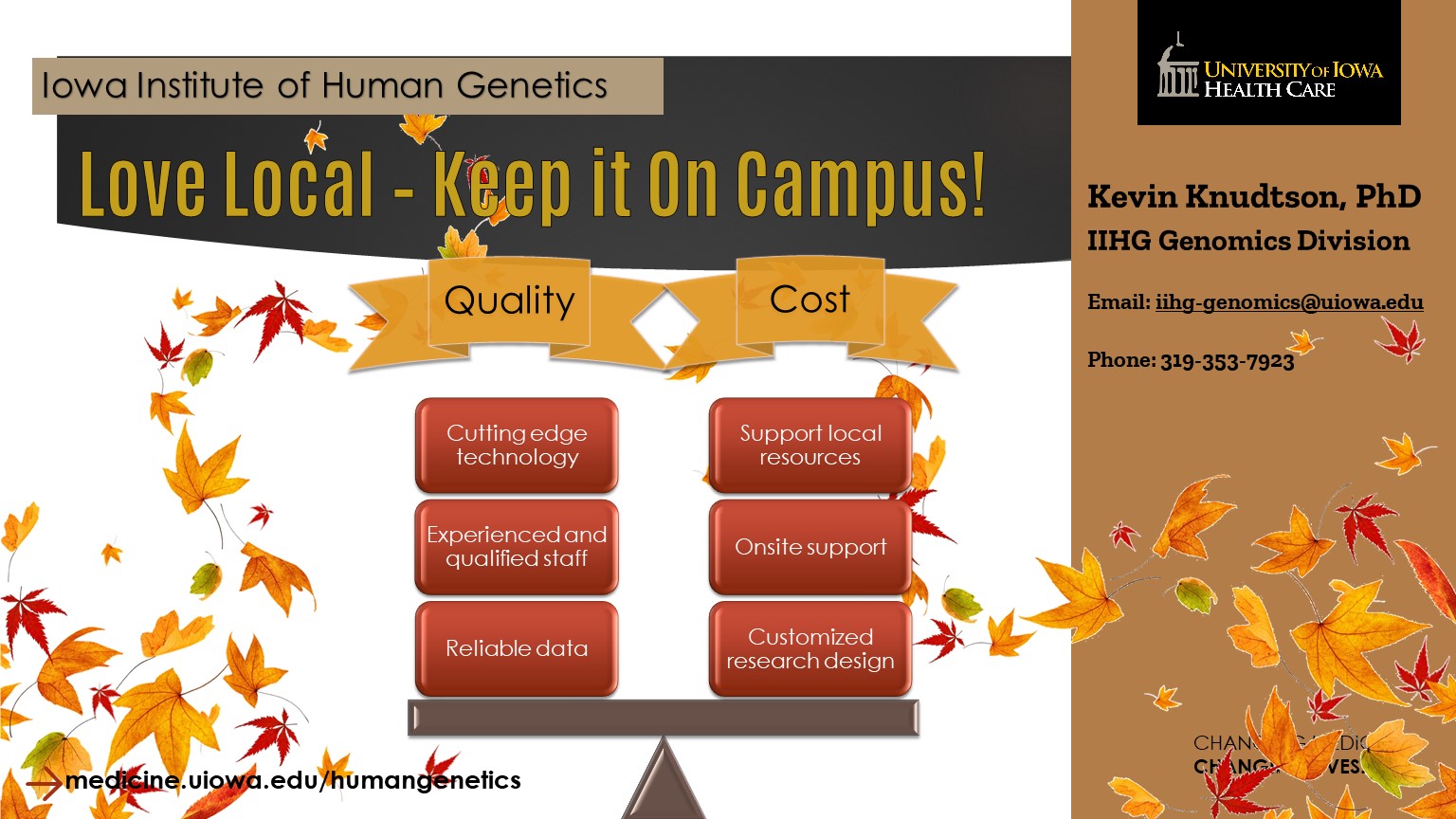 Cost vs. Quality - Love Local! Keep it on Campus!