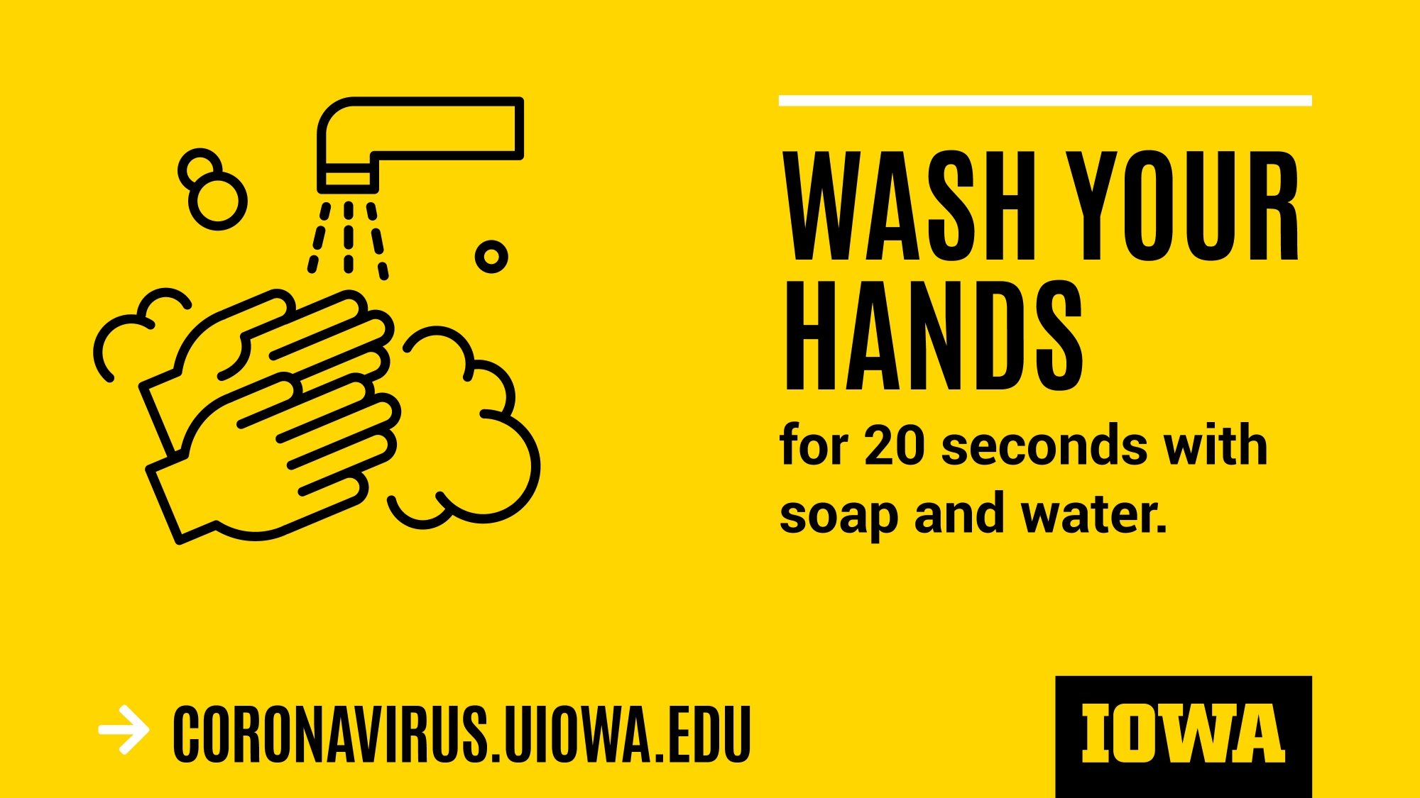 Wash your Hands for 20 seconds with soap and water. 