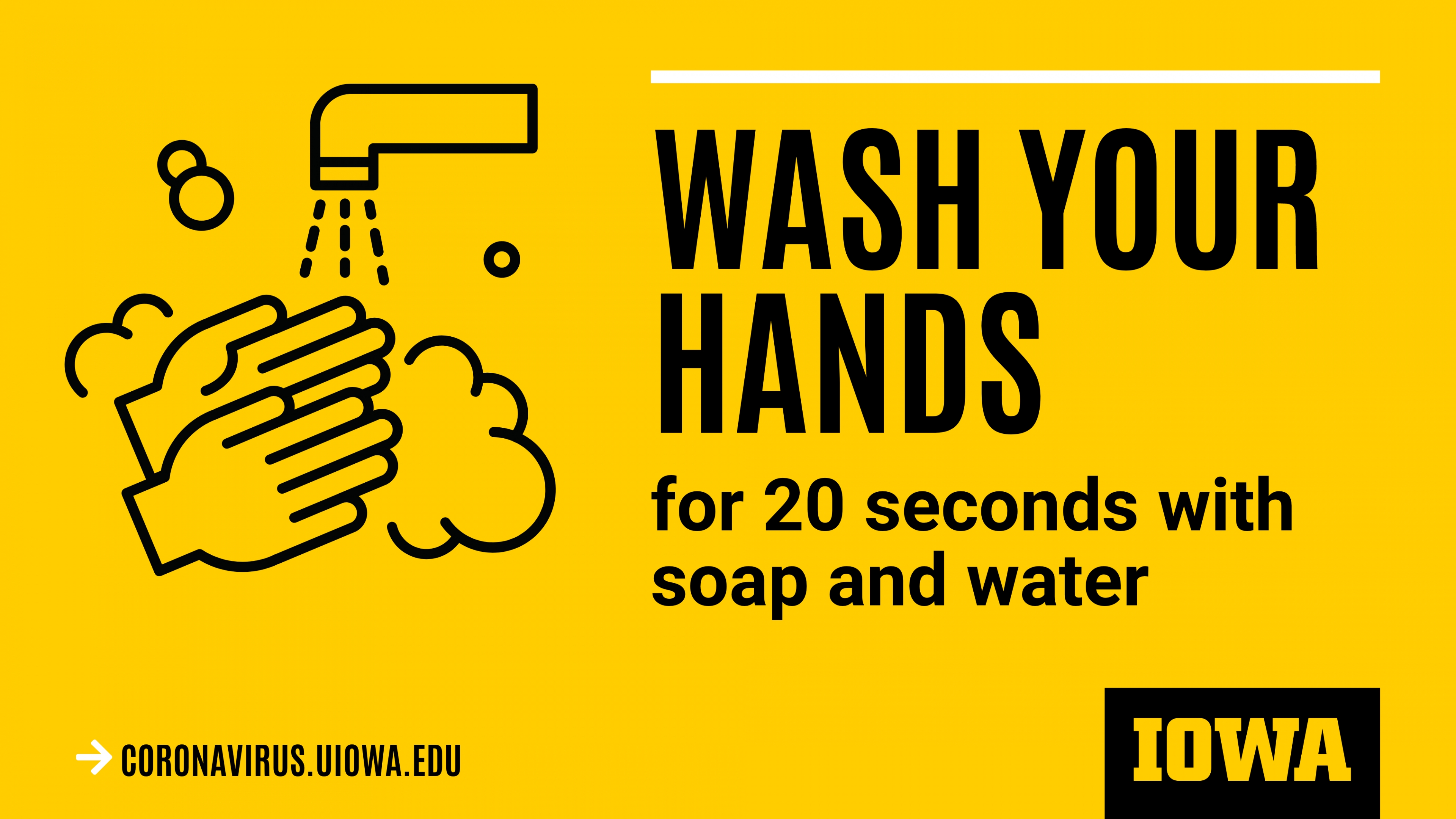 Wash your hands for 20 second with soap and water