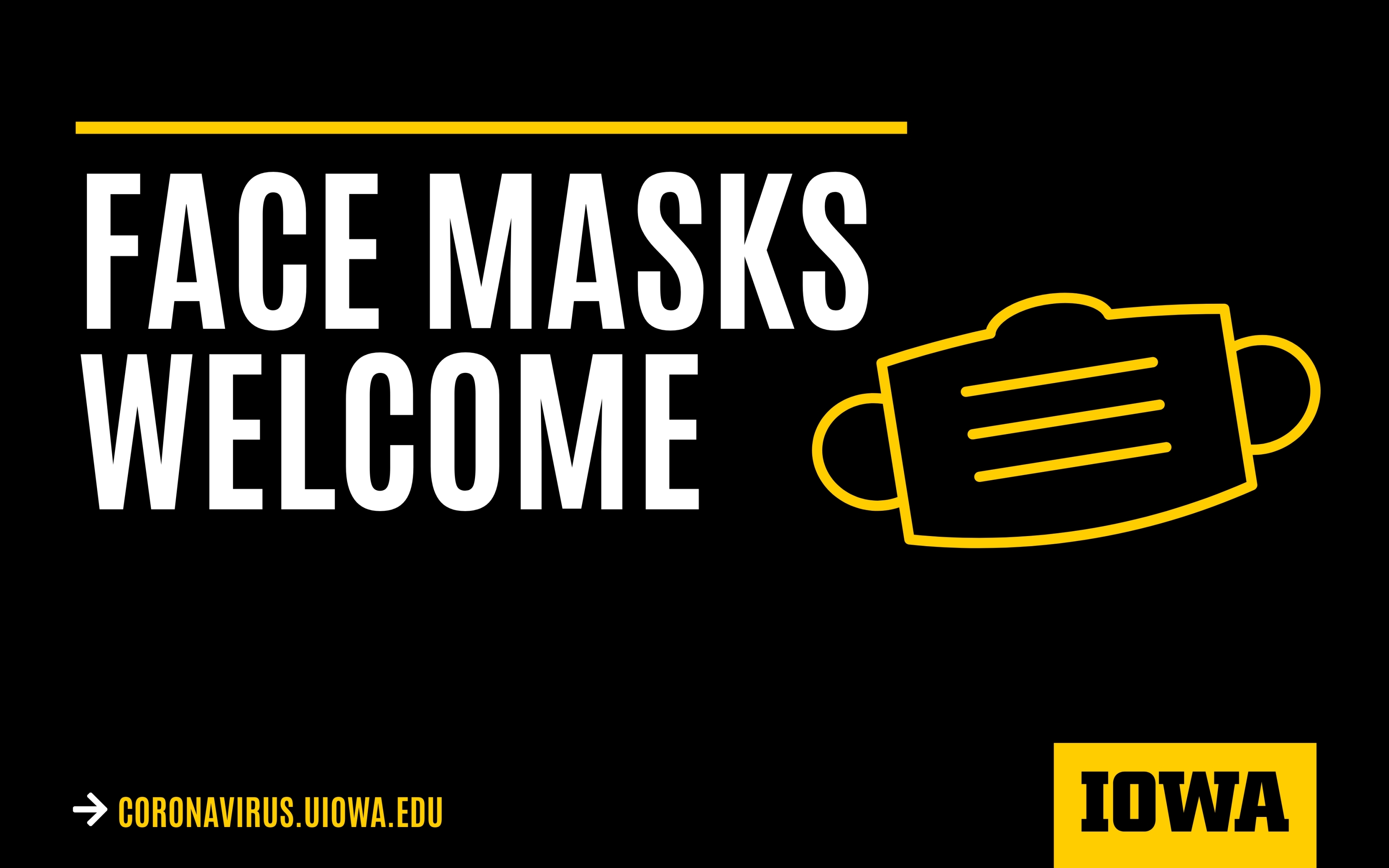 Face Masks Welcome. Mask icon. coronavirus.uiowa.edu