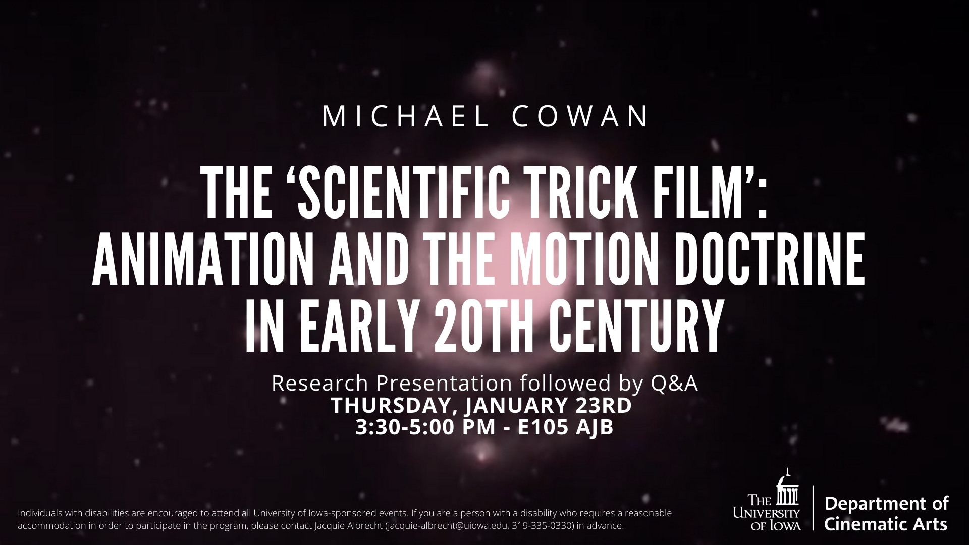The 'scientific trick film': animation and the motion doctrine in early 20th century - January 23rd, 3:30-5 PM, E105 AJB