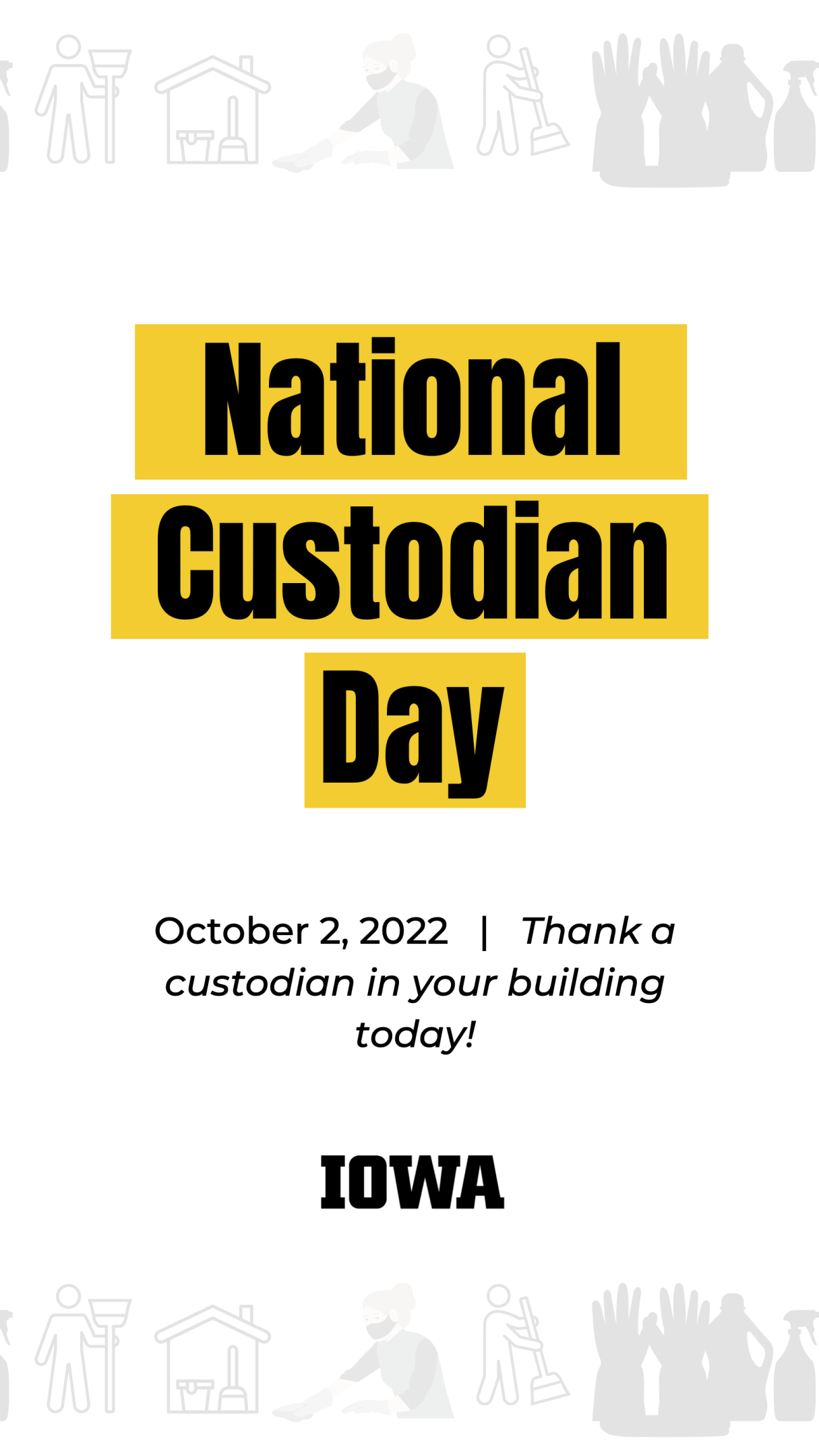 White background with grey images of workers and the words "National Custodian Day"