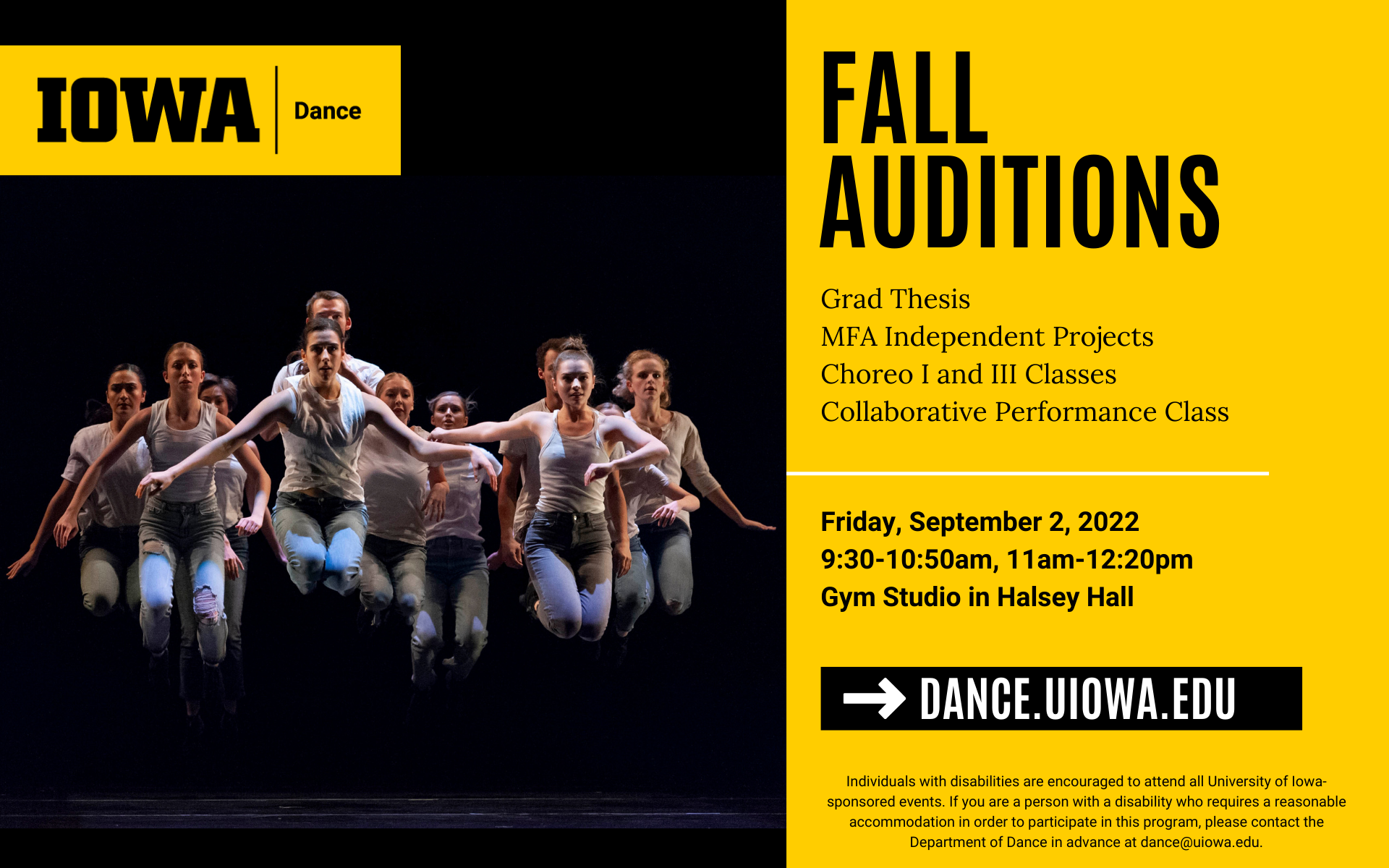 Fall dance auditions Sept 2 2022