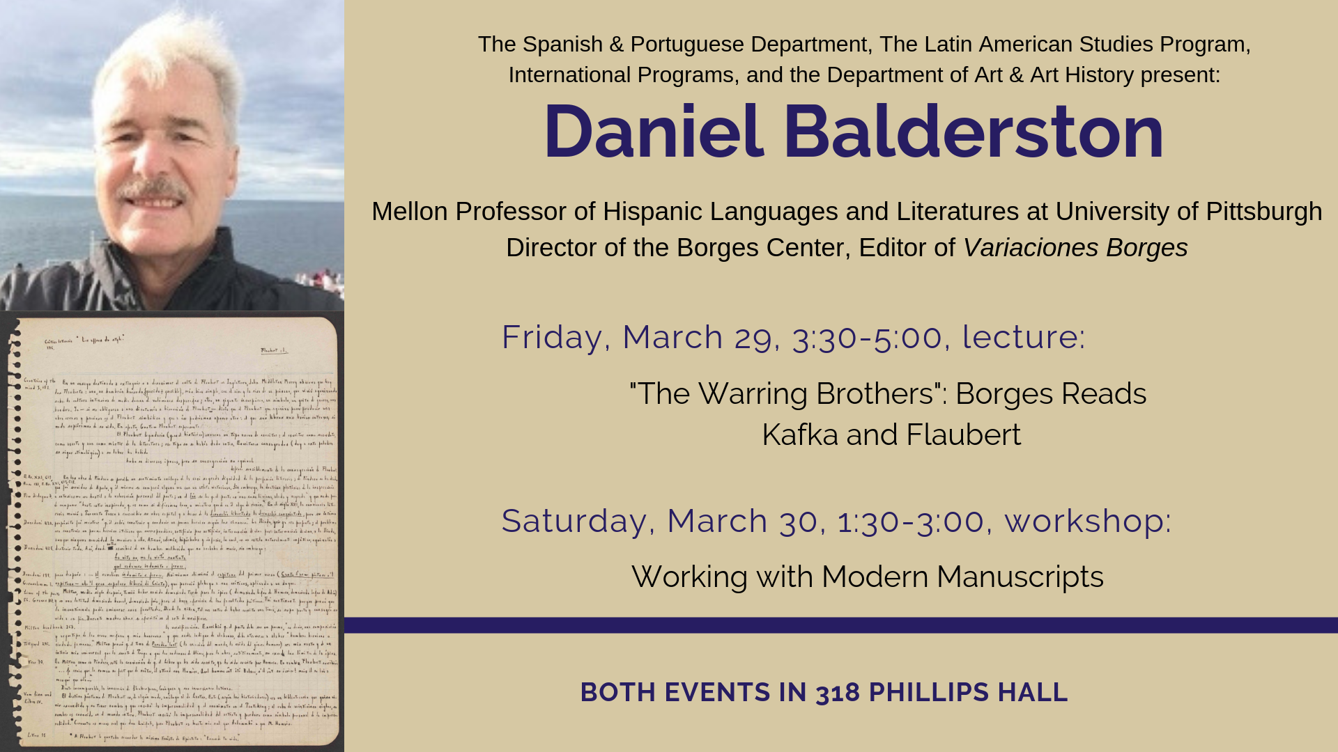 Daniel Balderston lecture and workshop