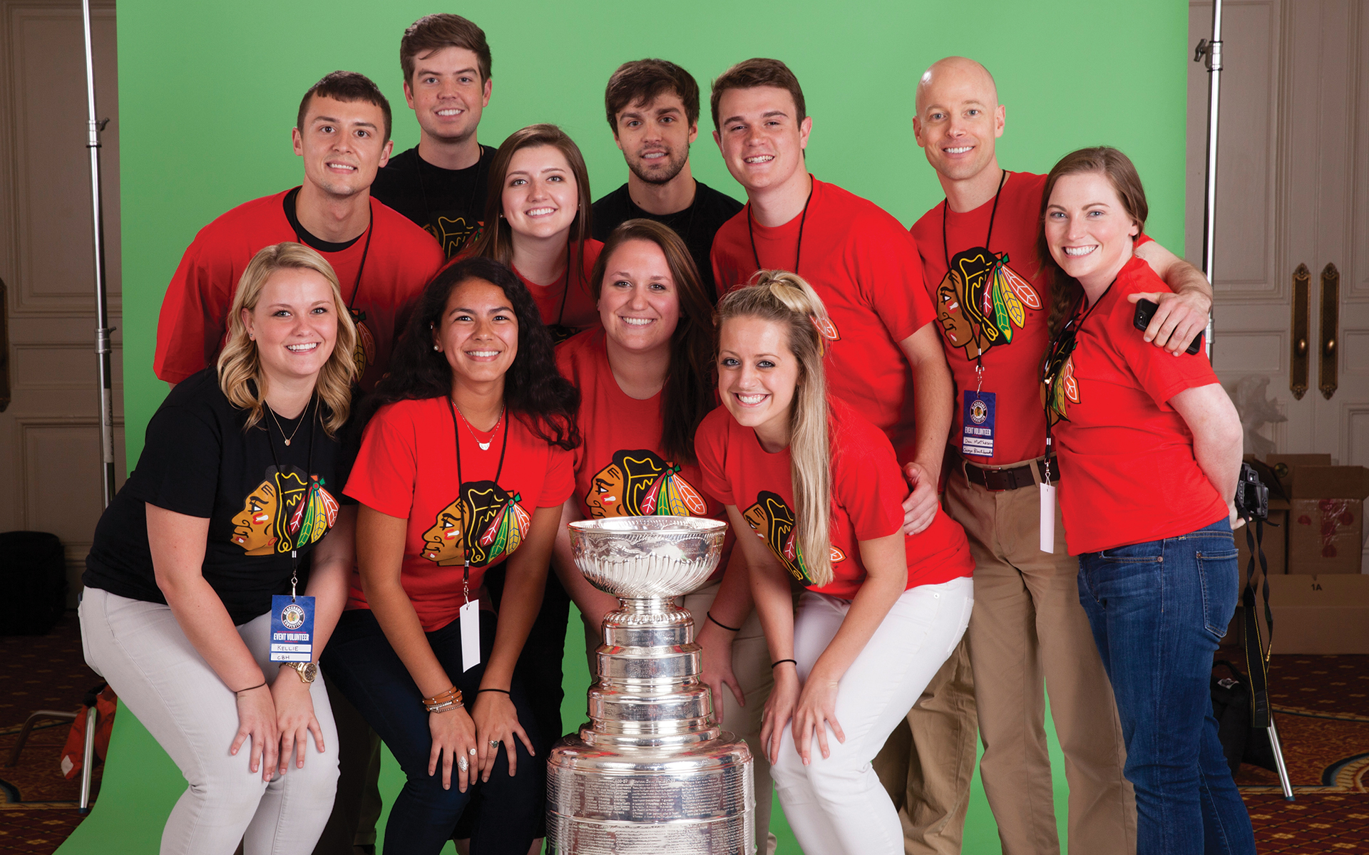 Students with the Stanley Cup