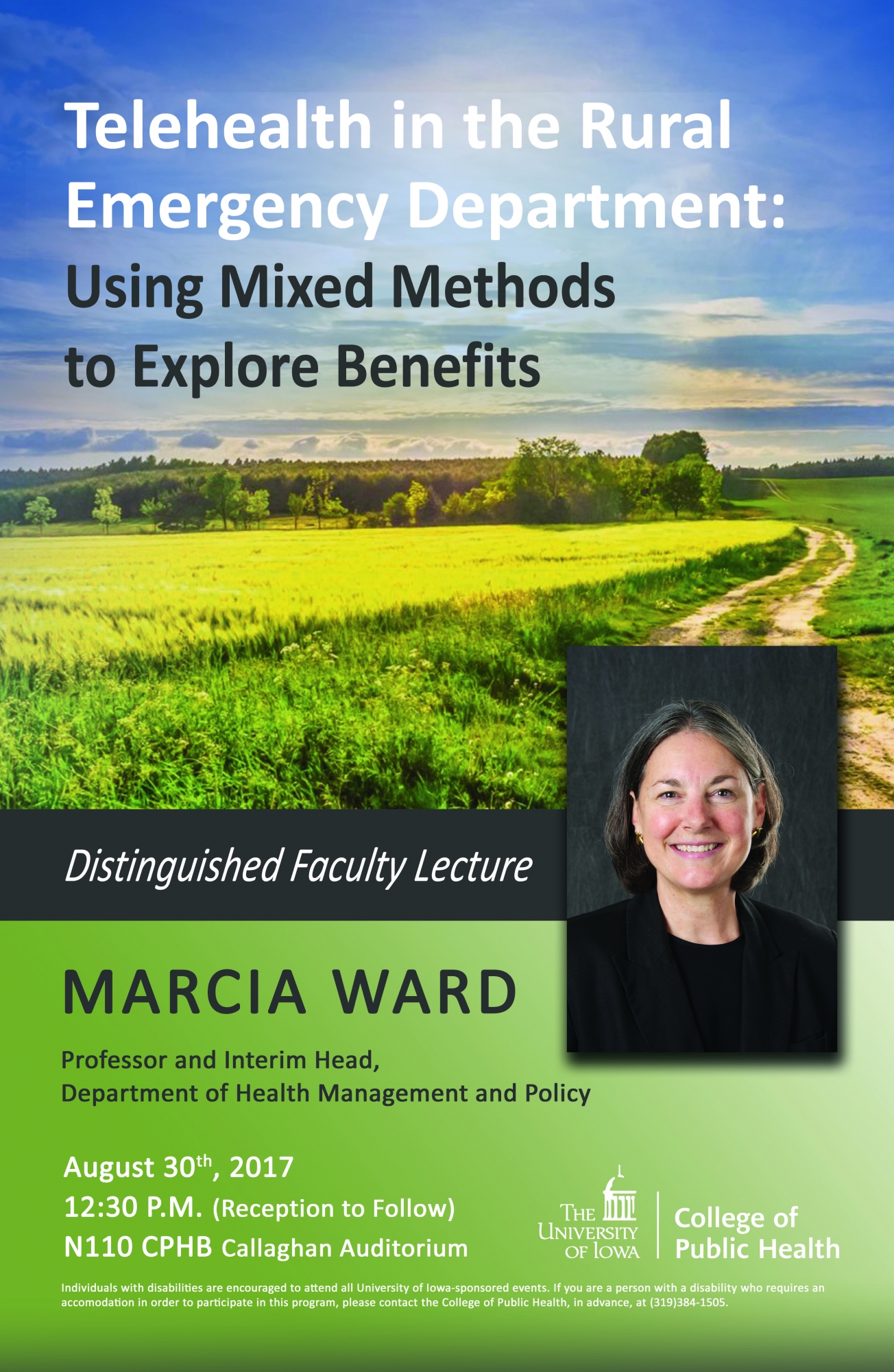 Distinguished Faculty Lecture; Marcia Ward; August 30, 2017; Telehealth in the Rural Emergency Department
