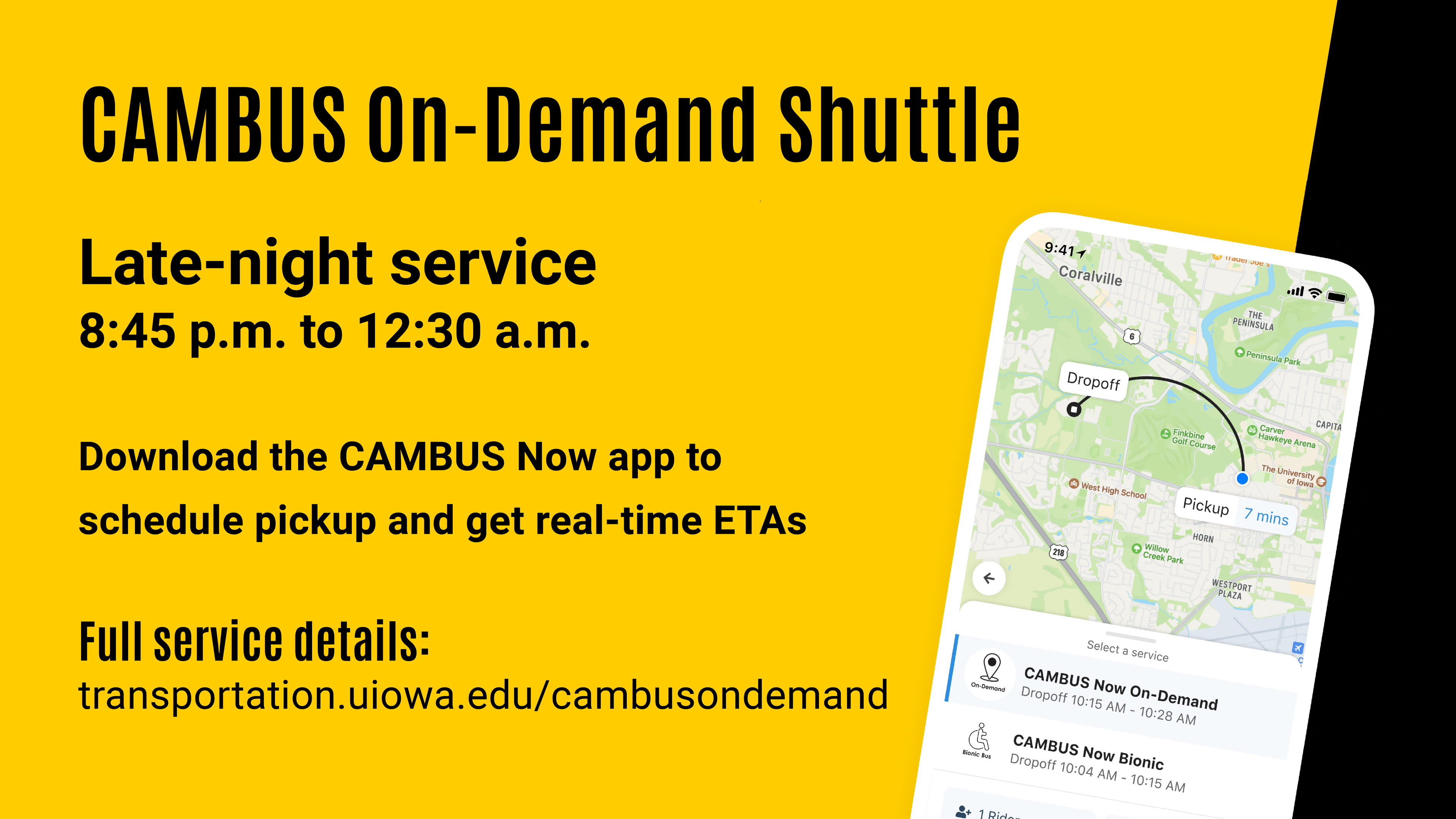 CAMBUS now late night service information