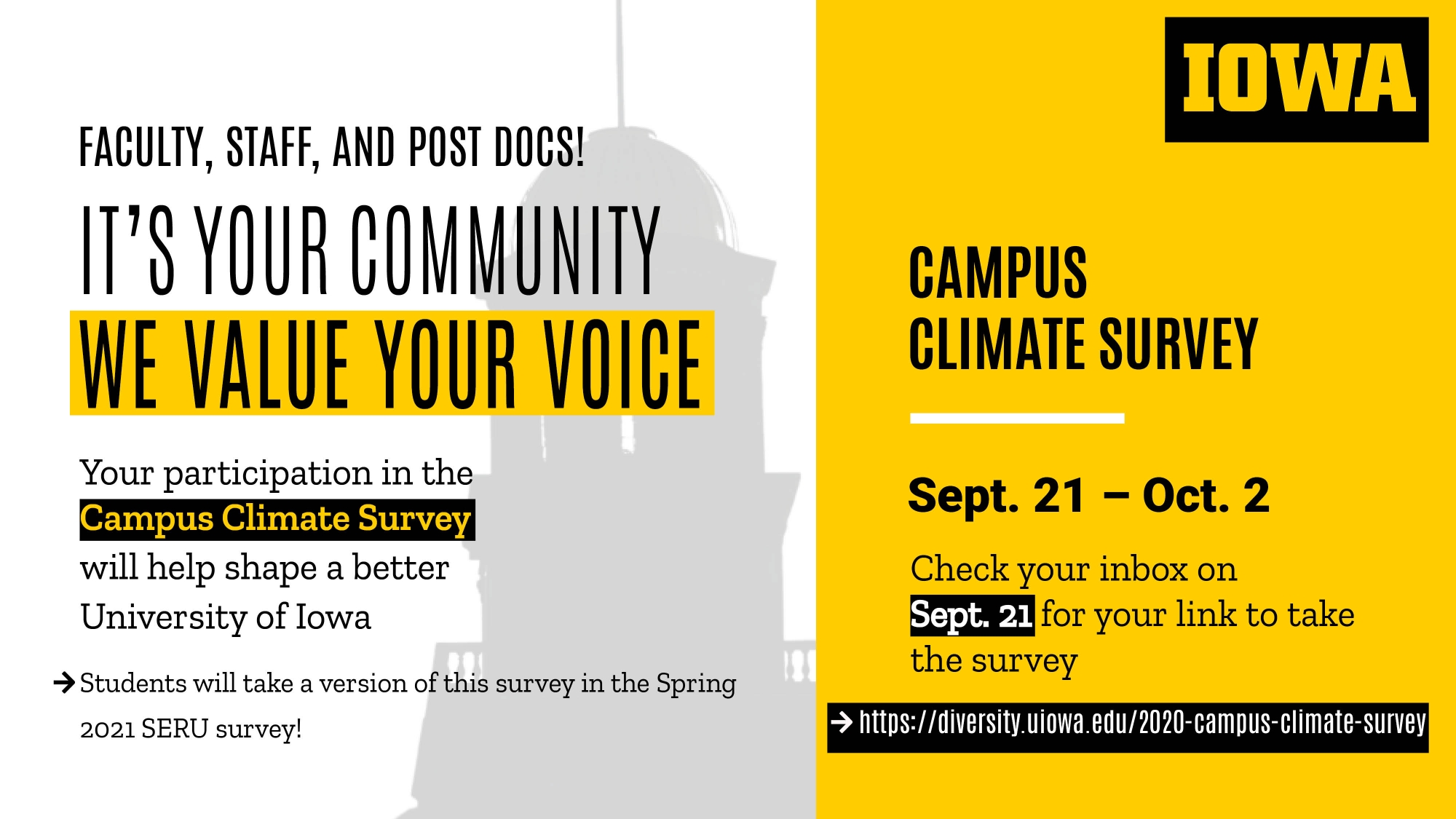 Campus Climate Survey - Open September 21 to October 2